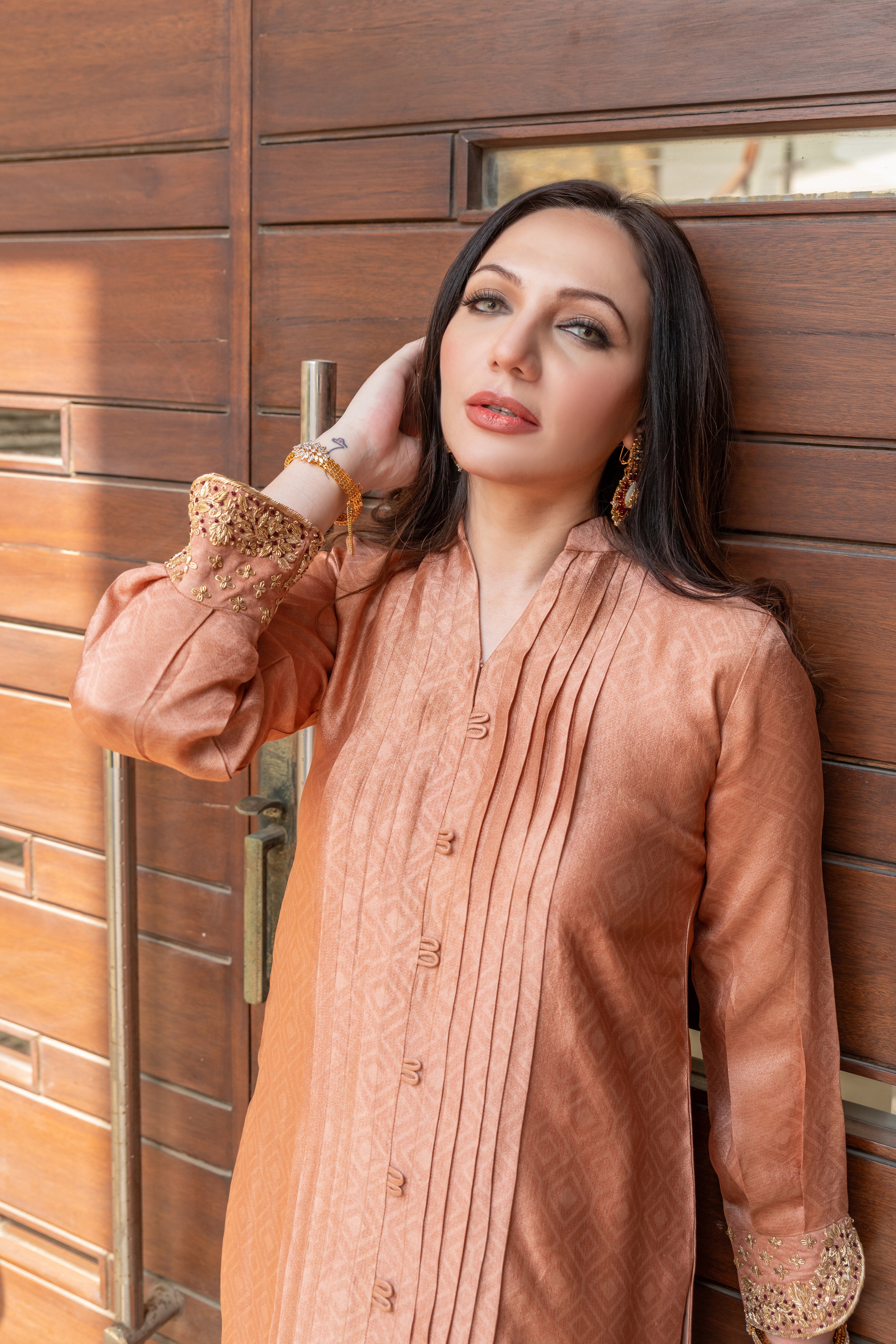 Salmon Peach Sheesha Outfit