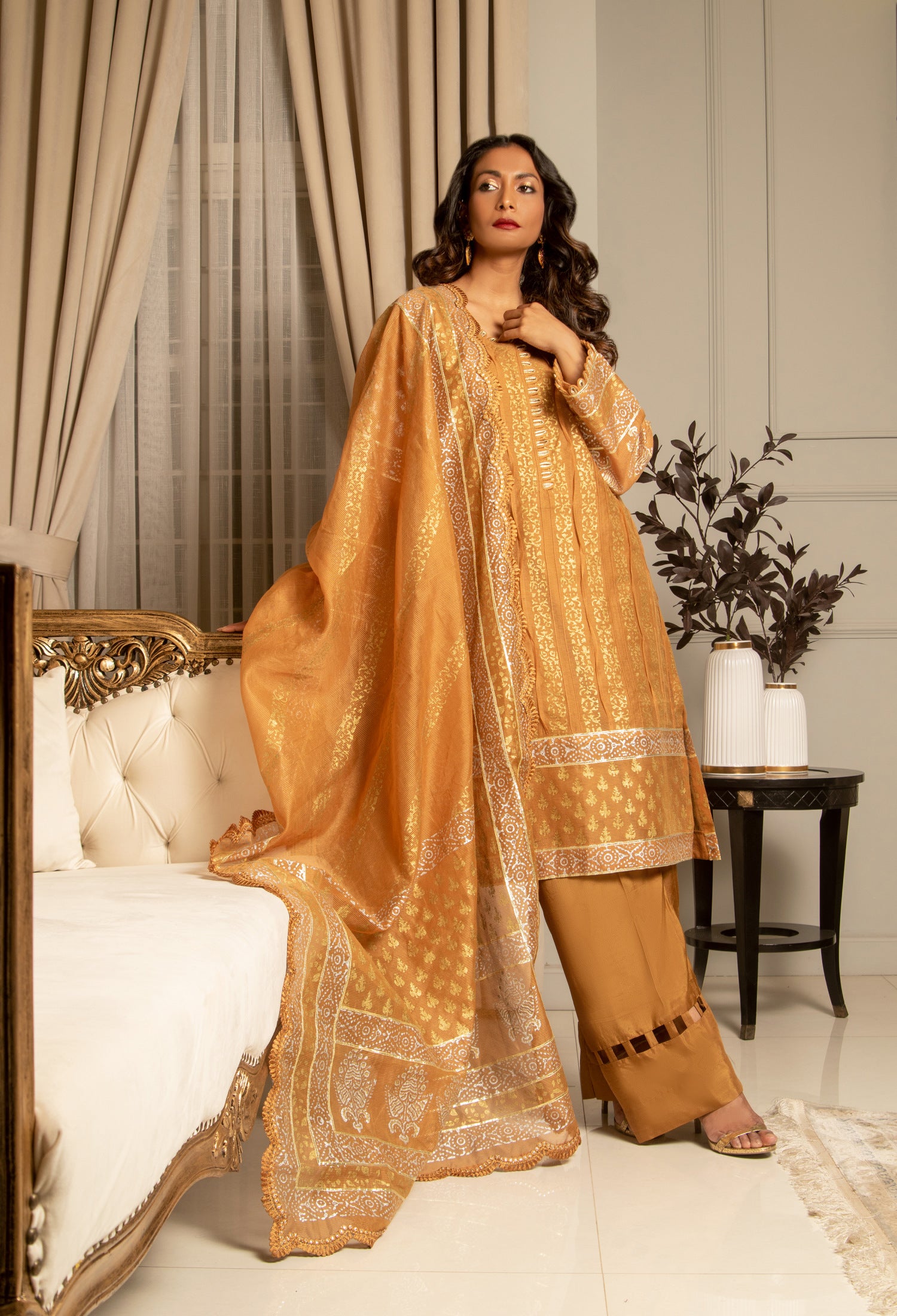 Rust Blocked Straight Shirt