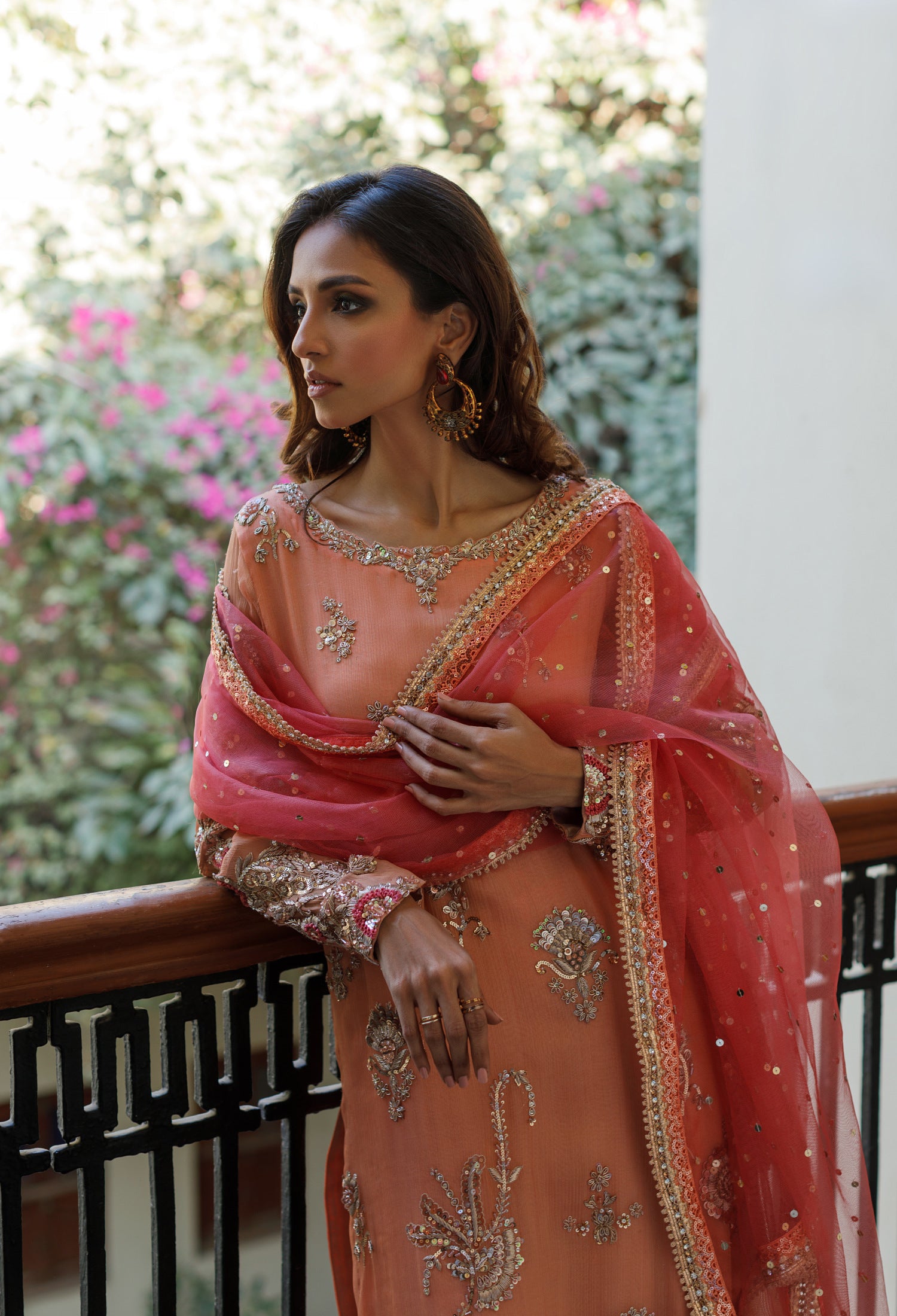 Peach Coral Bahar outfit