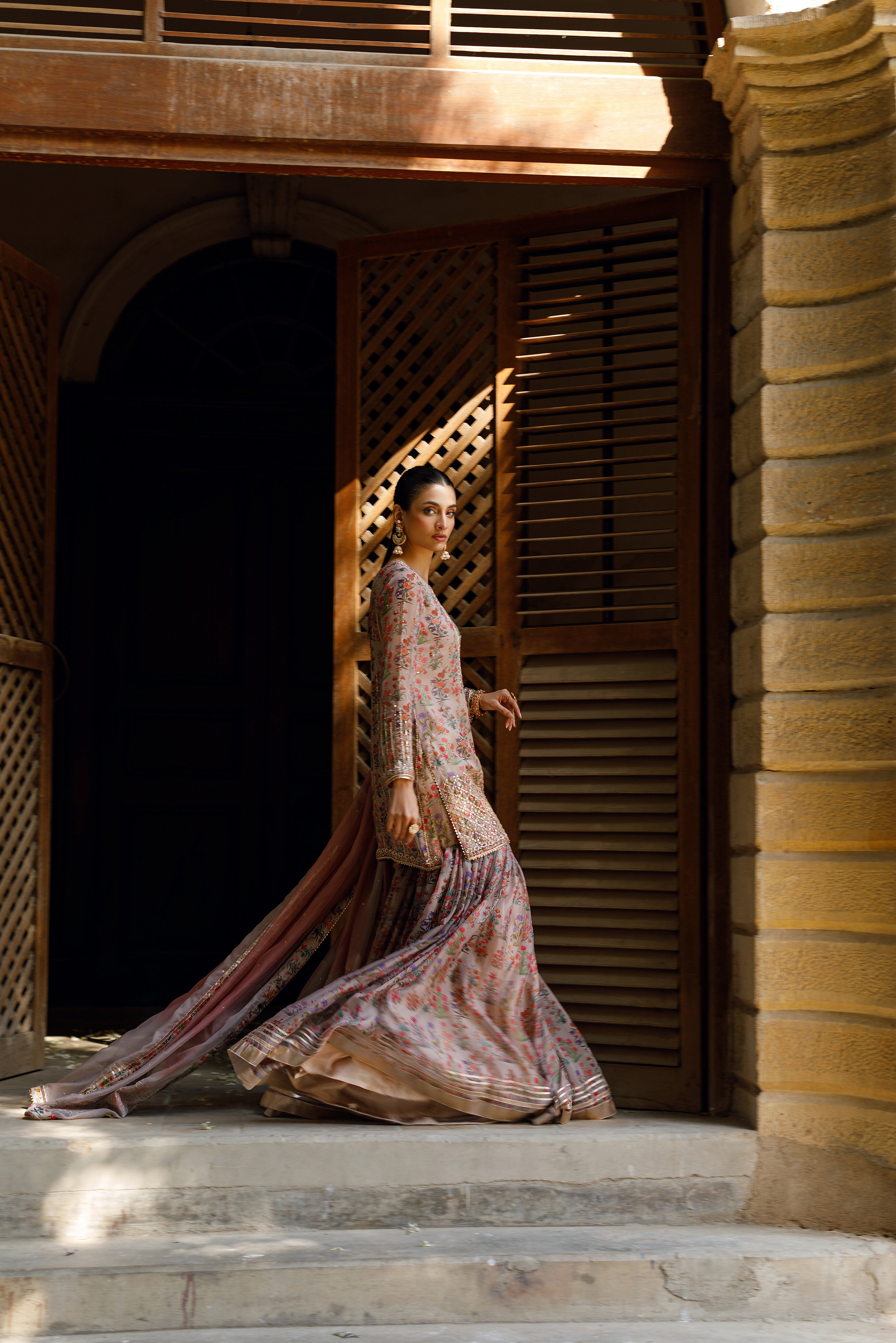 Zohra RoseGold Gharara