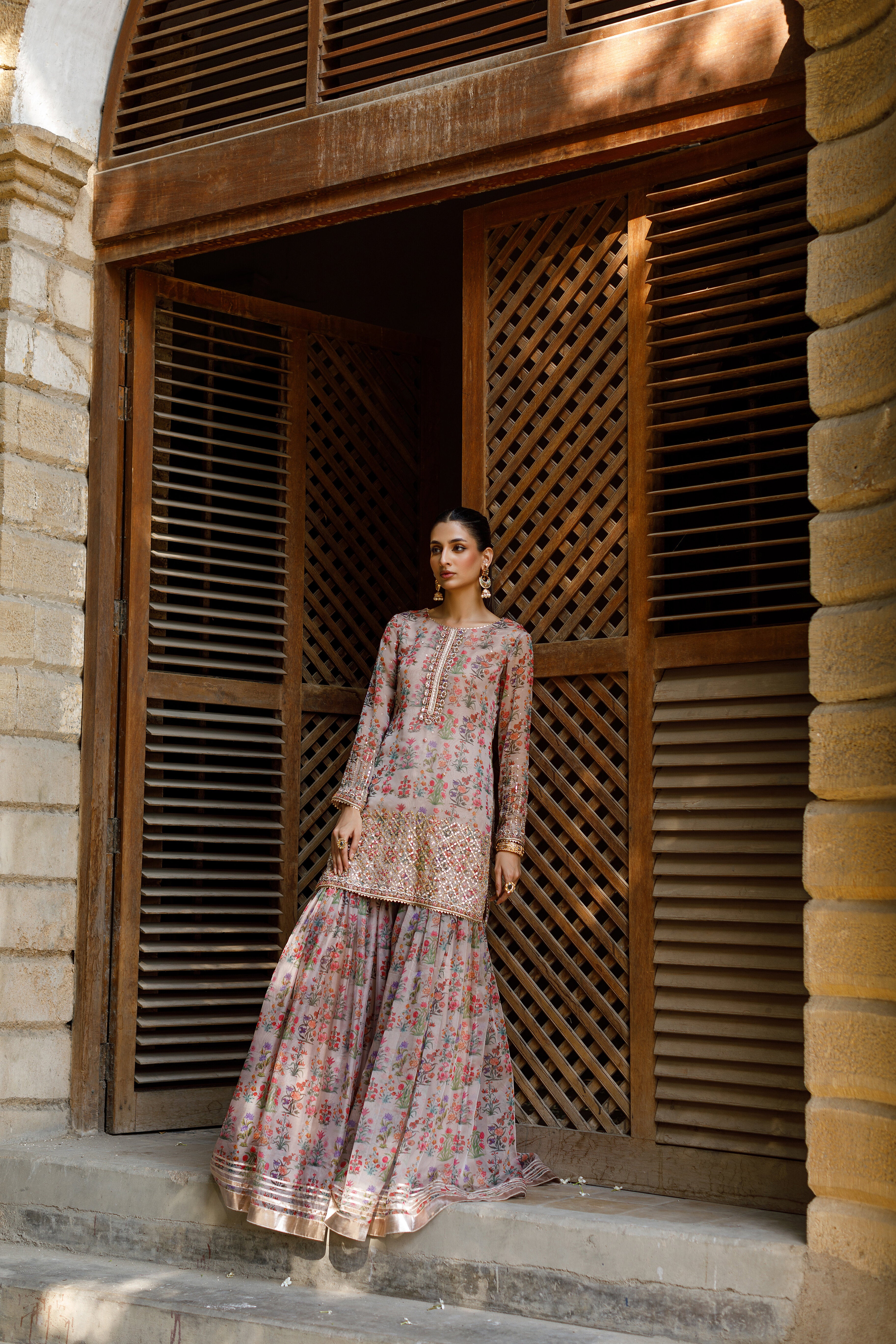 Zohra RoseGold Gharara