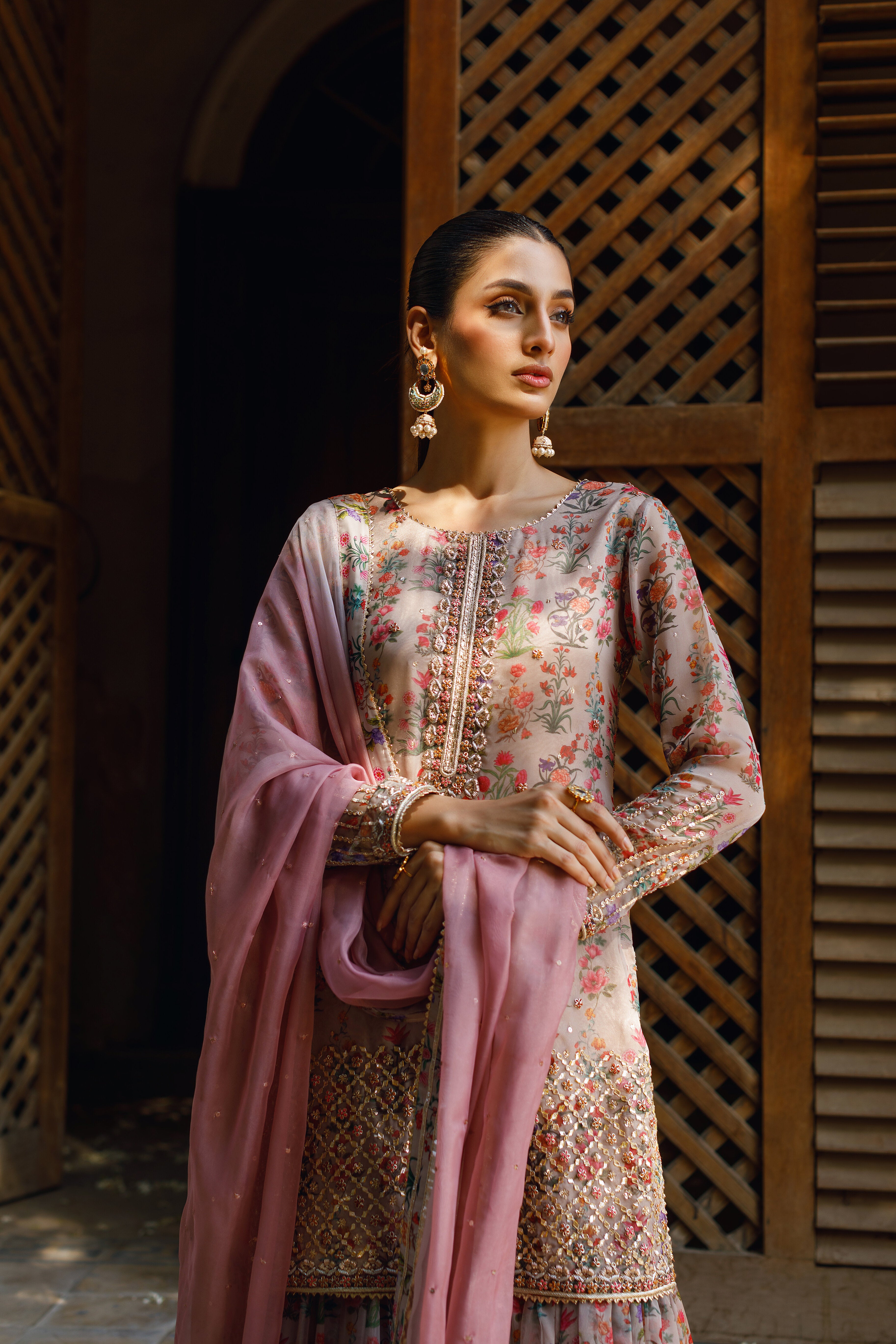 Zohra RoseGold Gharara