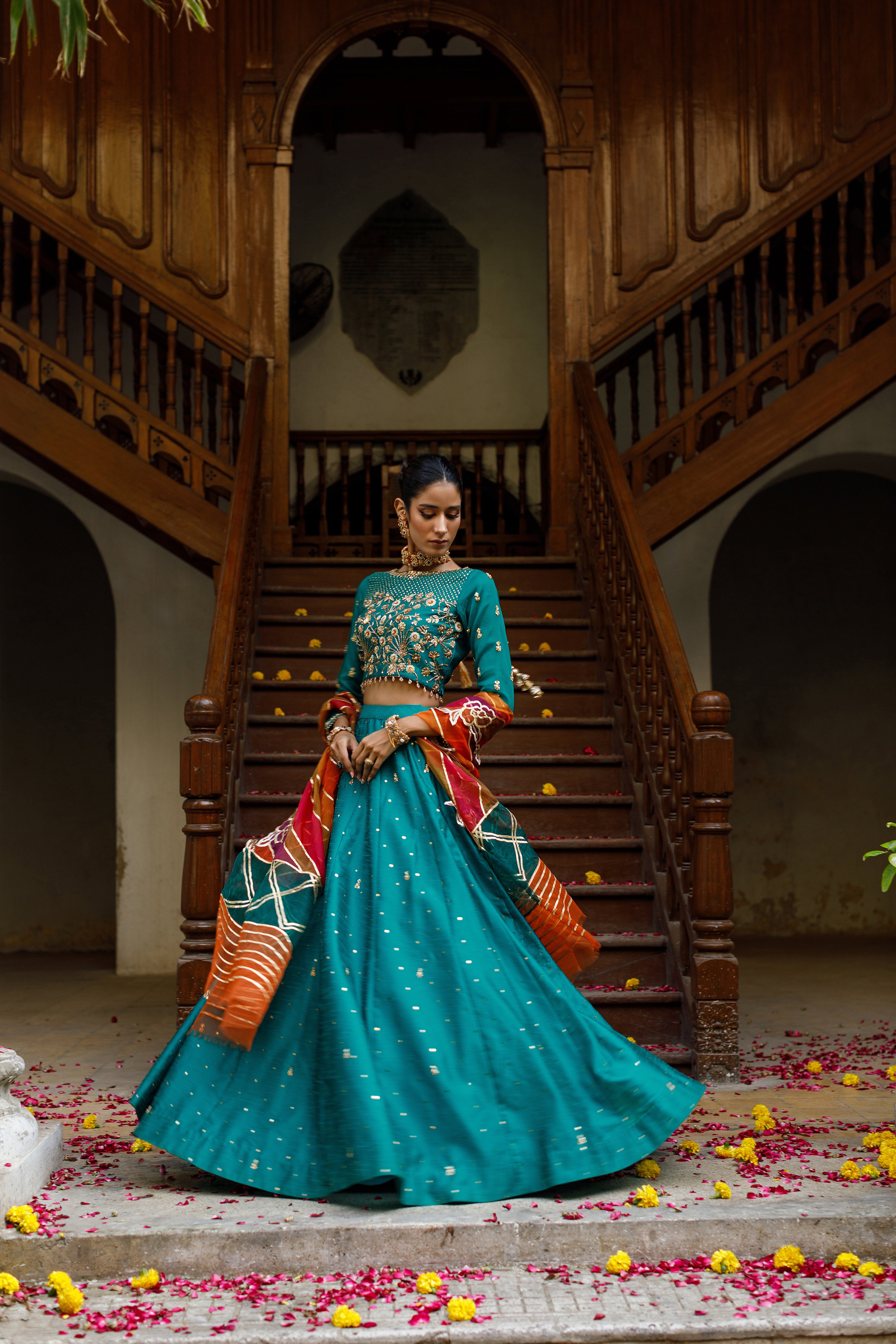 Turquoise Zohra Lehnga Choli
