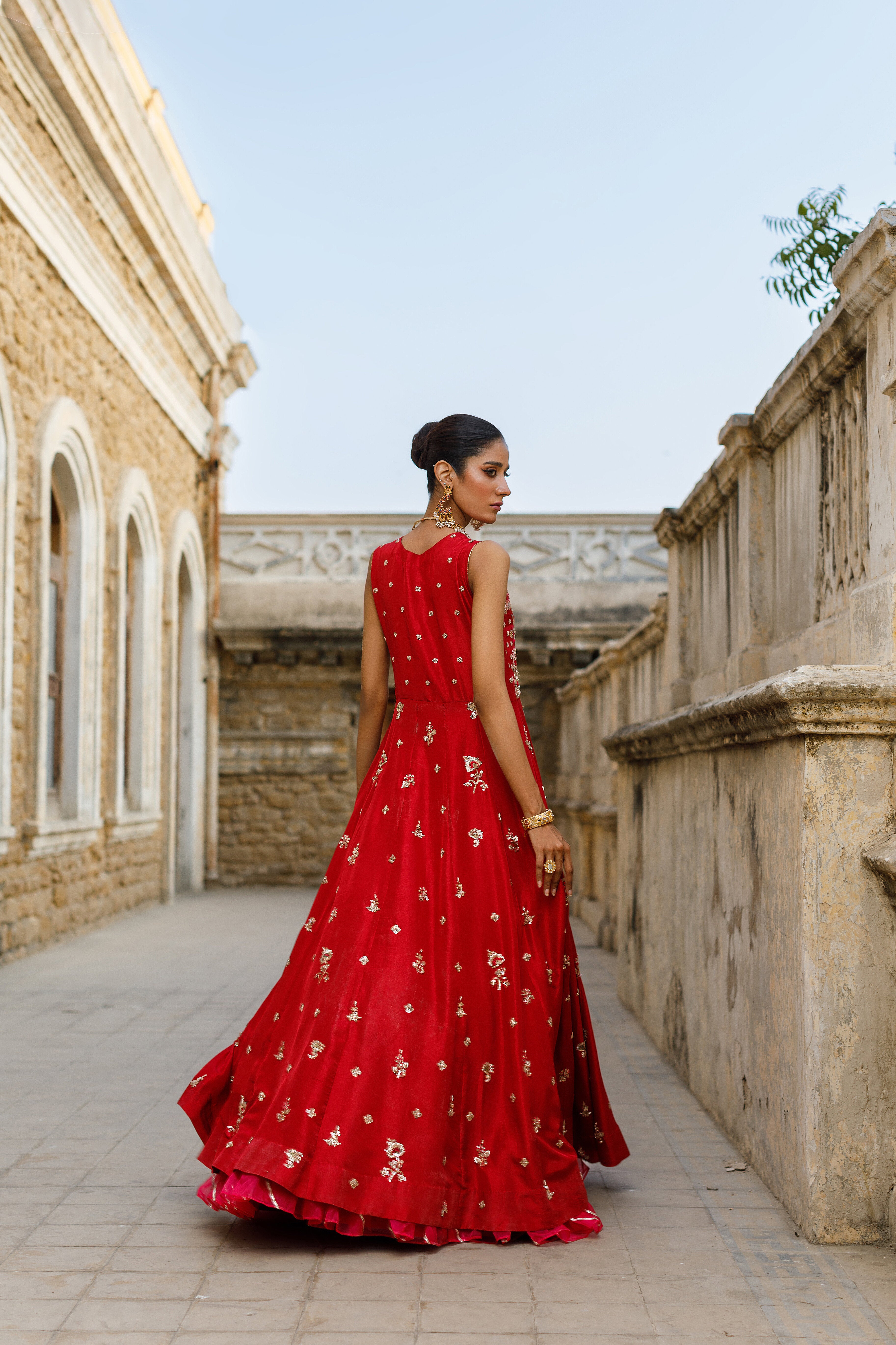 Red Zohra Rawsilk Anarkali