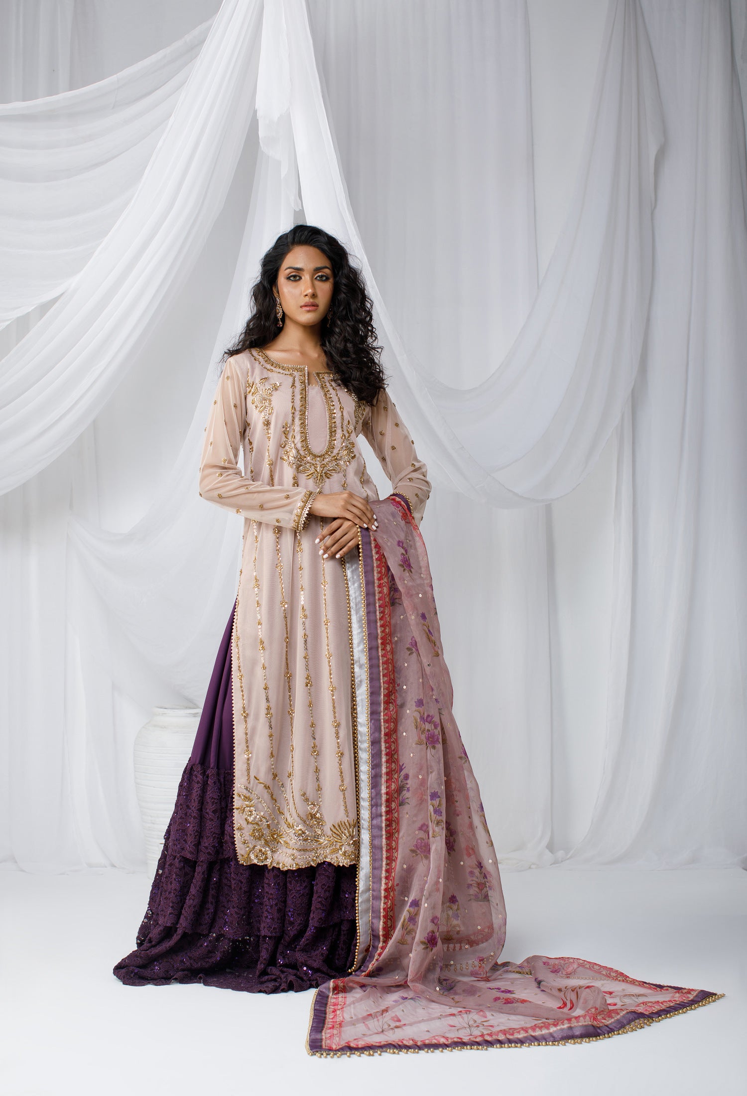 Rose Gold Nude Net Zohra Outfit