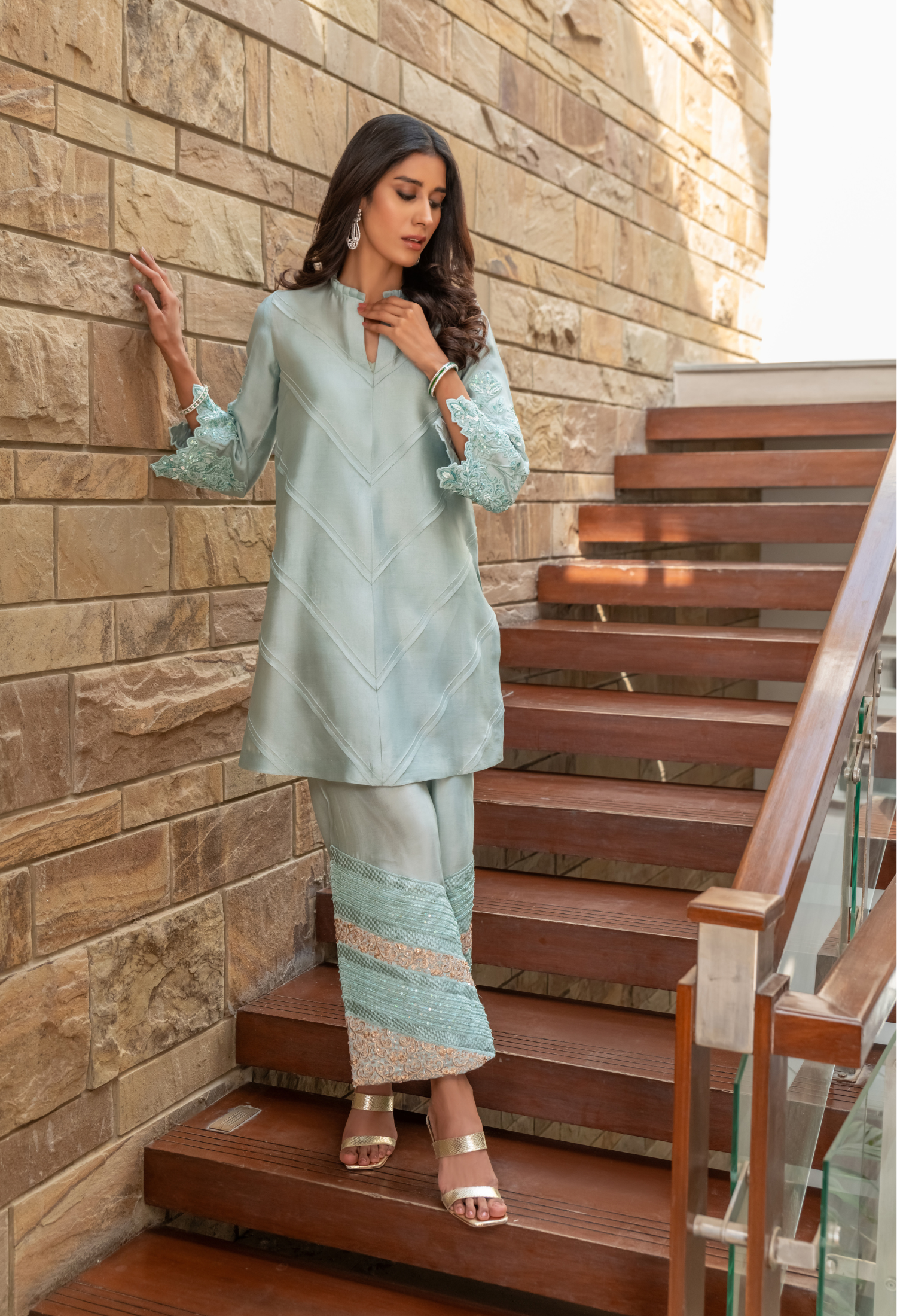 Grey Blue Sheesha Outfit