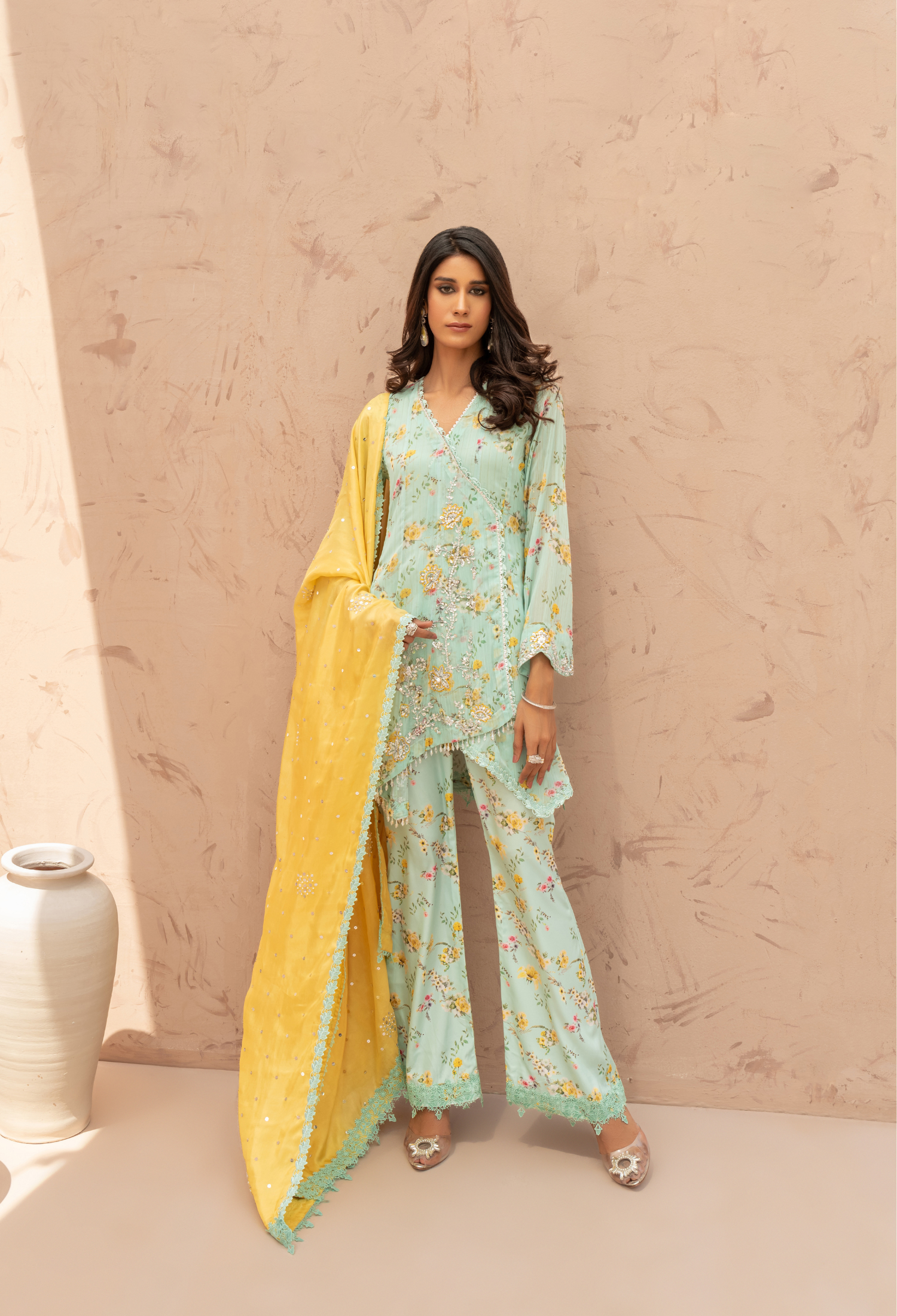 Ferozi Yellow TPS Peplum