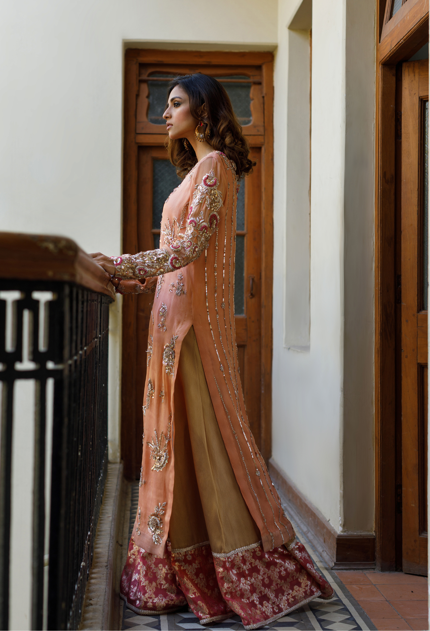 Peach Coral Bahar outfit