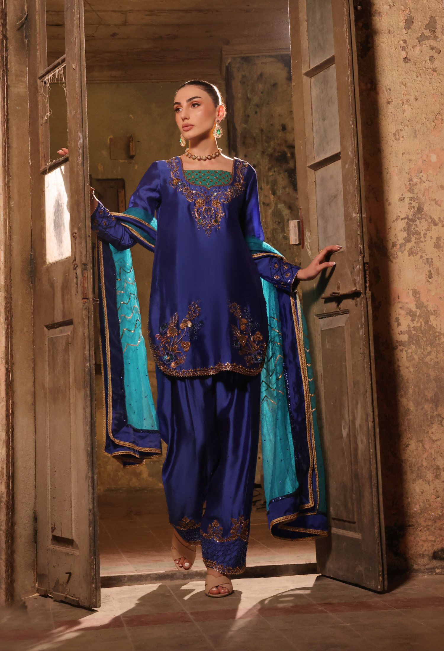 Shalwar pant silk set