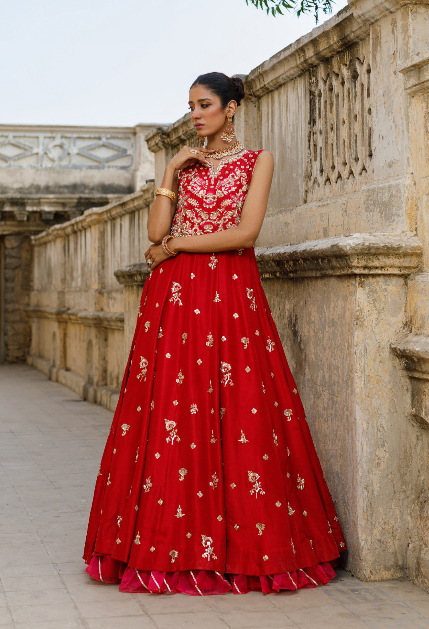 Red Zohra Rawsilk Anarkali