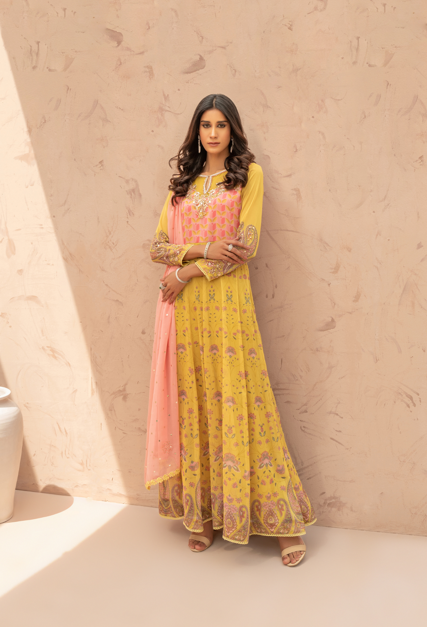 Yellow Printed TPS Anarkali