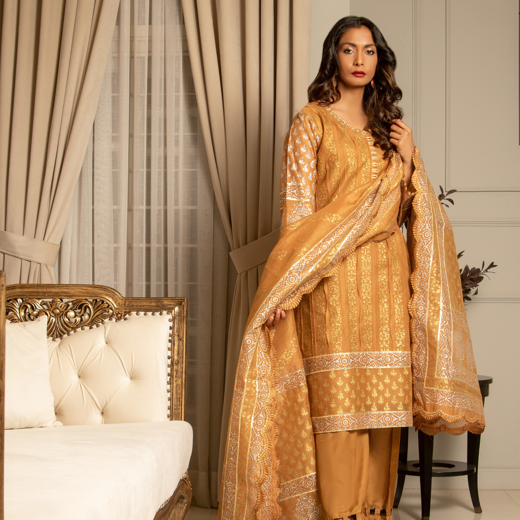 Rust Blocked Straight Shirt