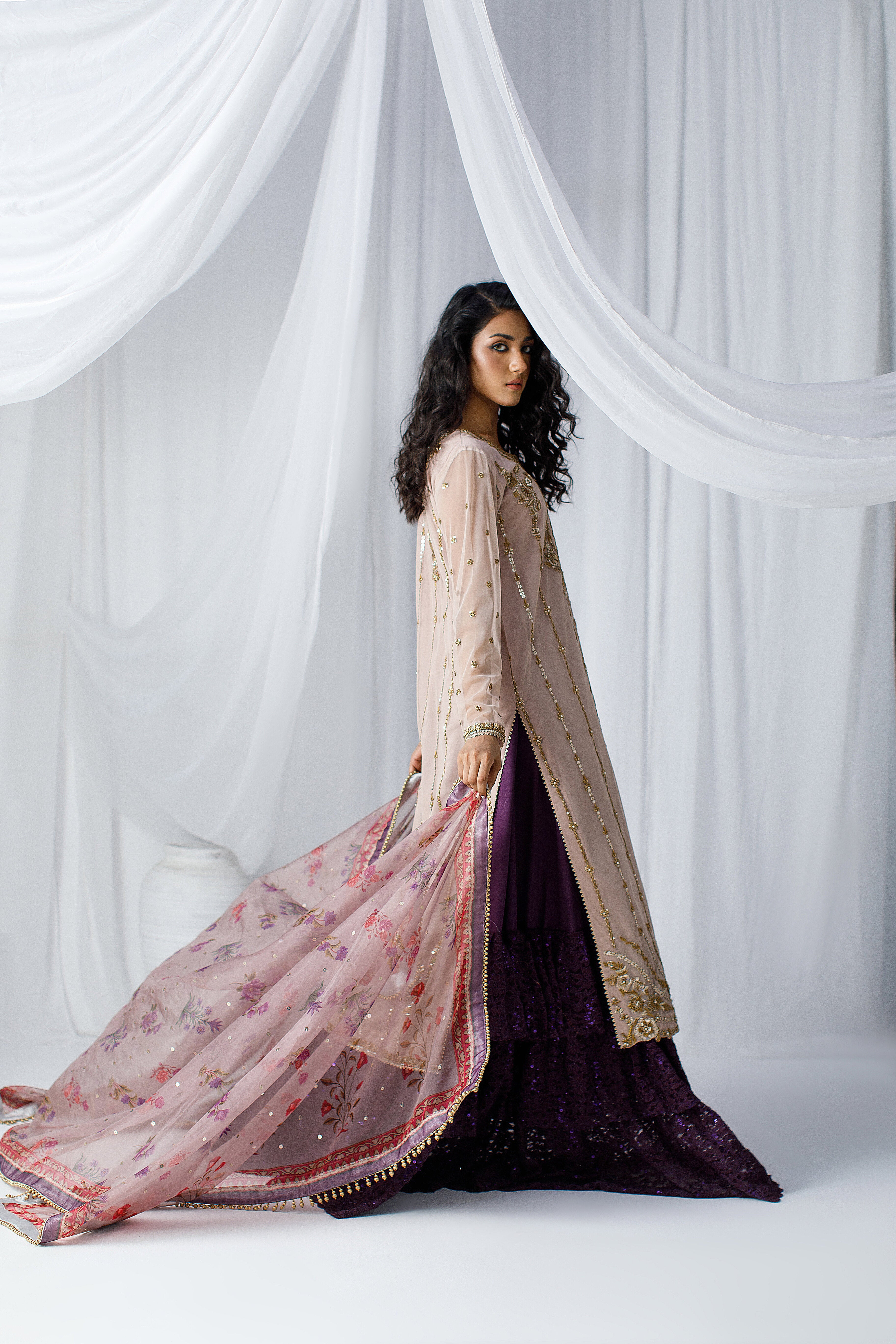 Rose Gold Nude Net Zohra Outfit