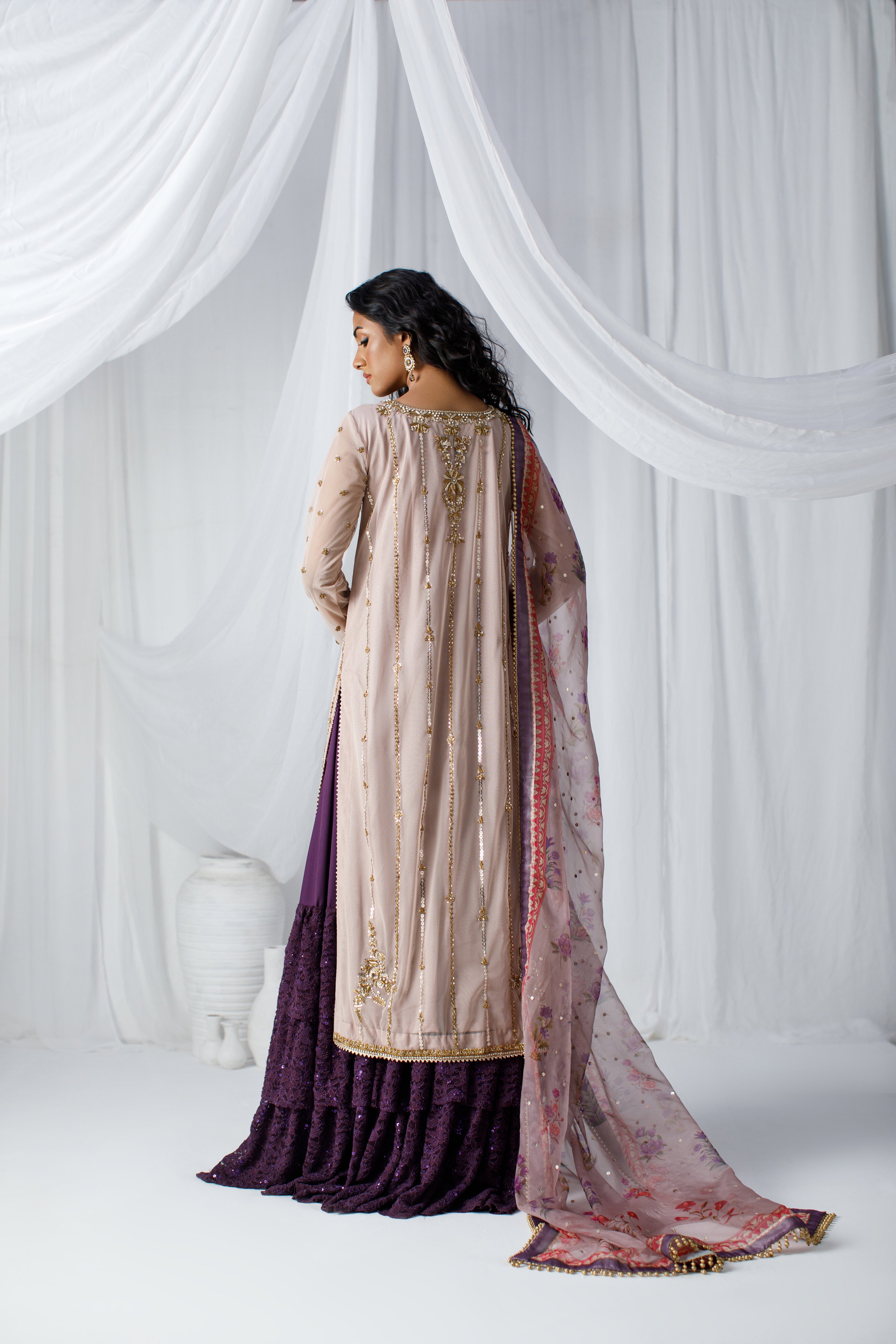 Rose Gold Nude Net Zohra Outfit