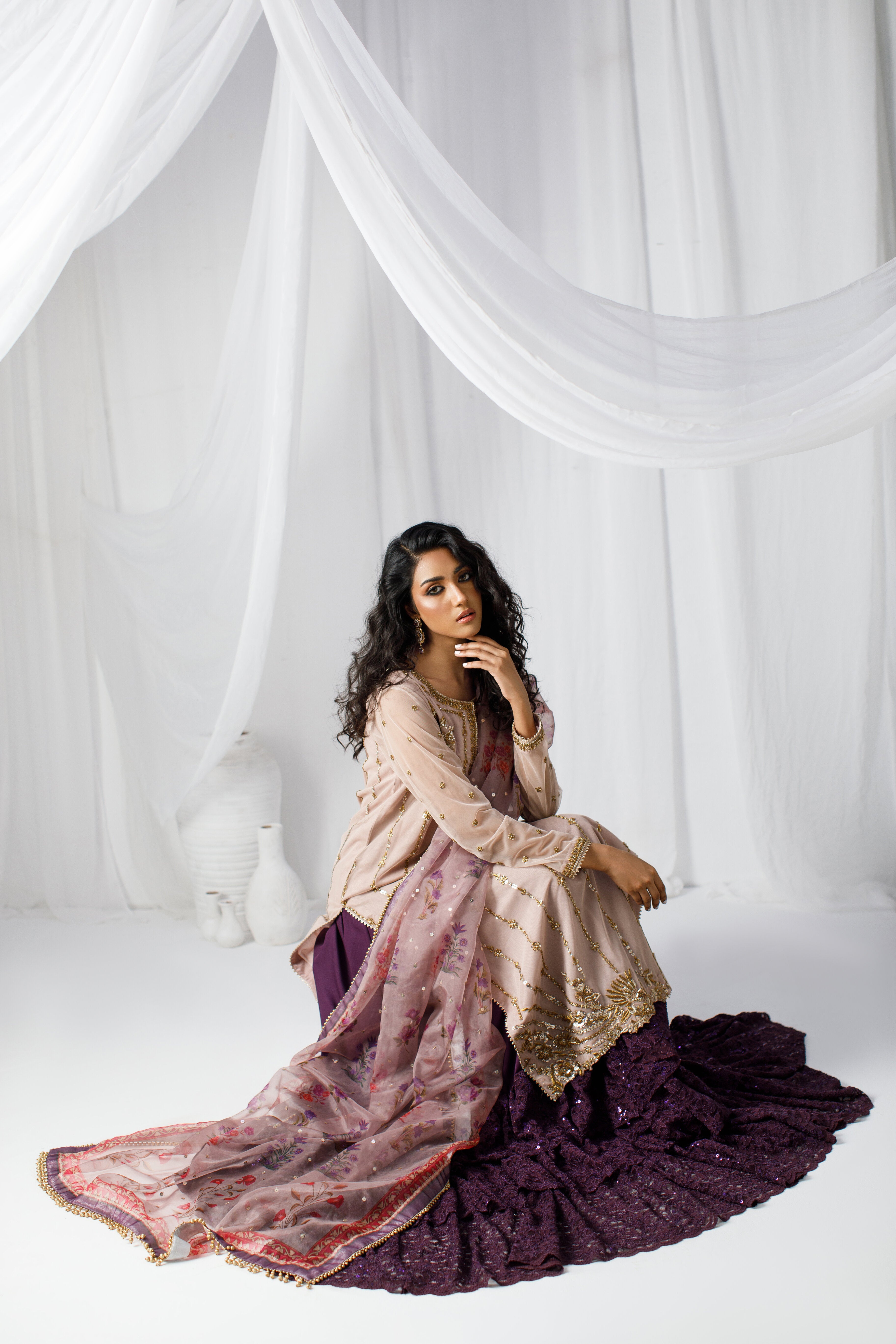 Rose Gold Nude Net Zohra Outfit