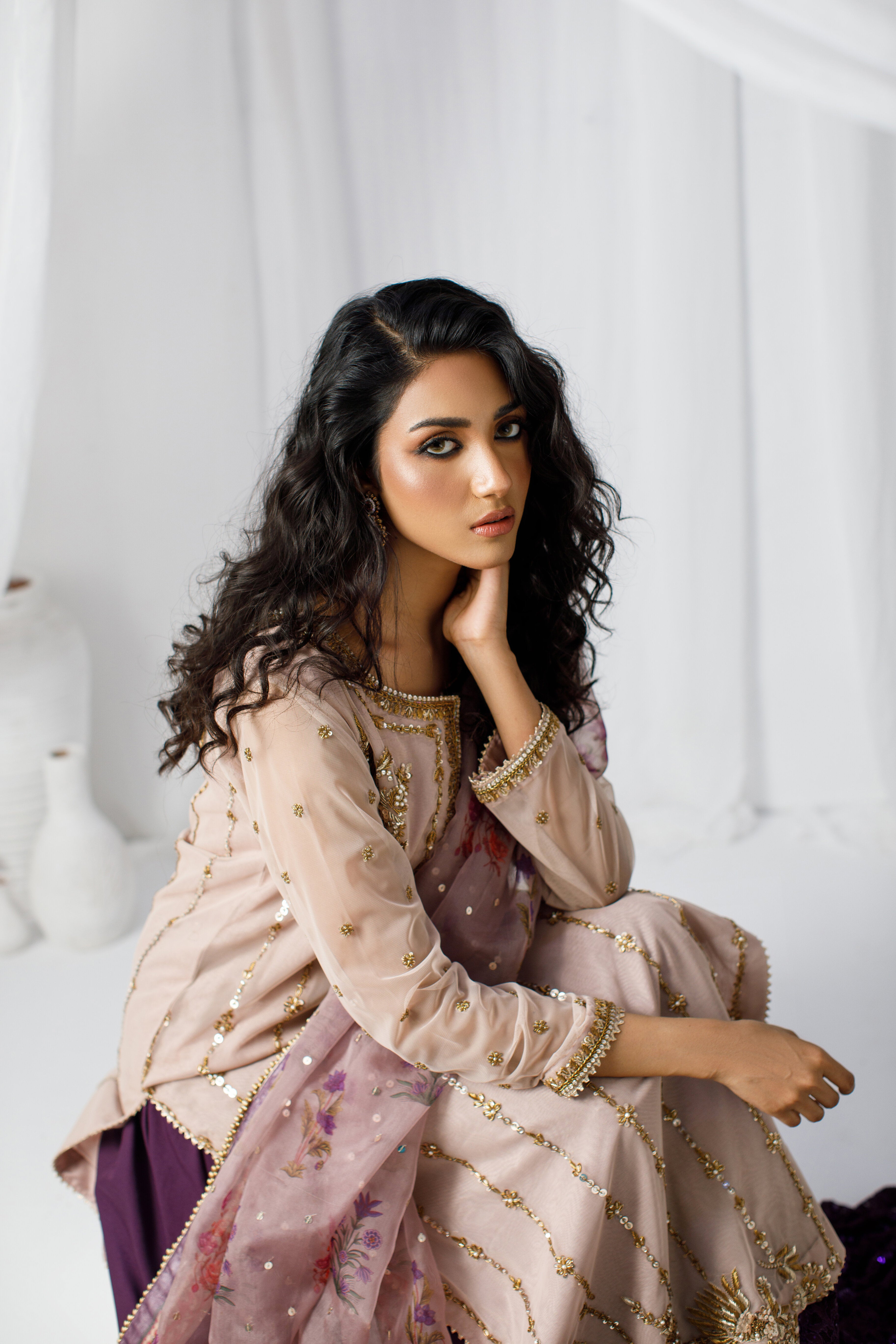 Rose Gold Nude Net Zohra Outfit