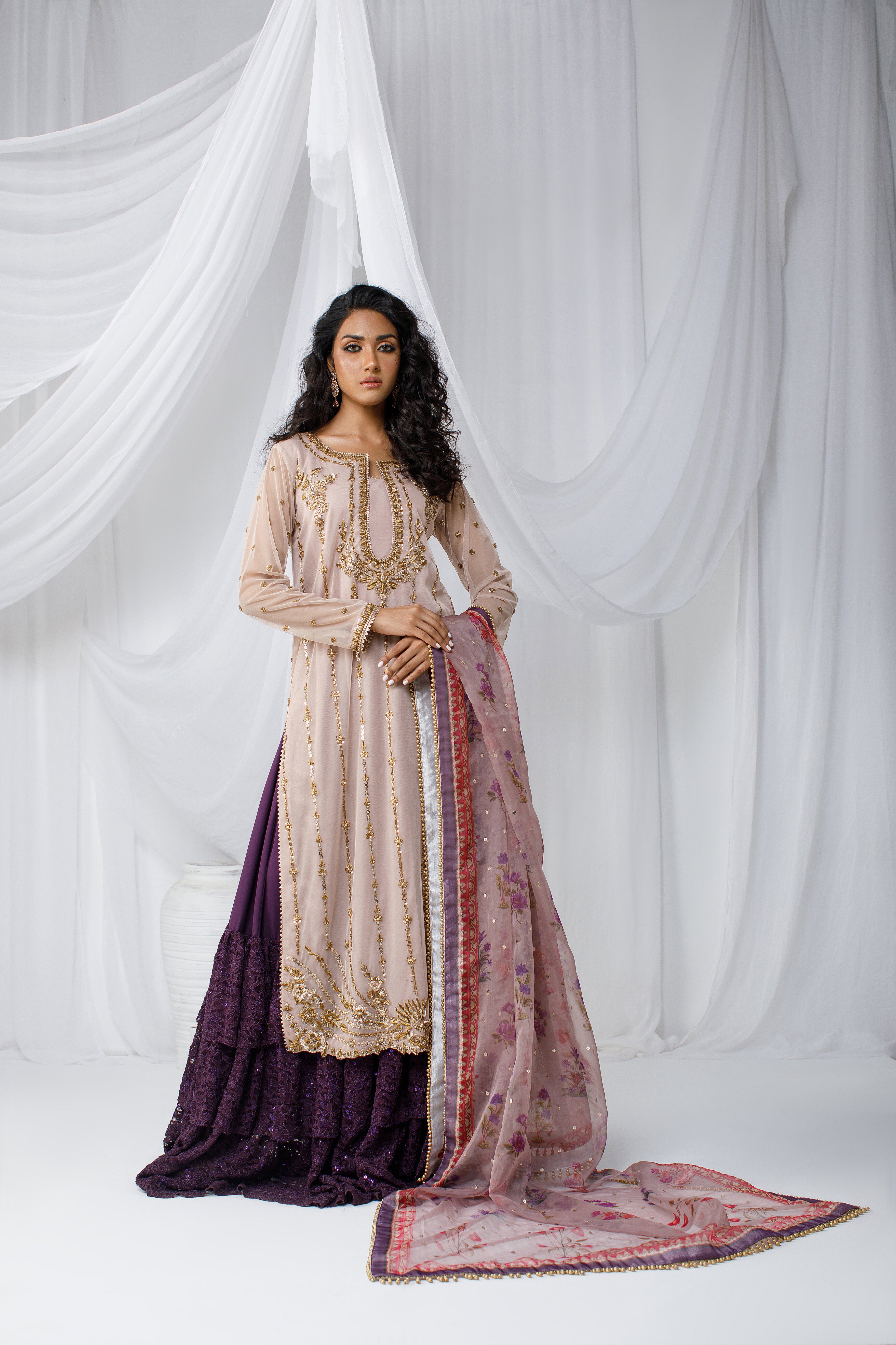 Rose Gold Nude Net Zohra Outfit