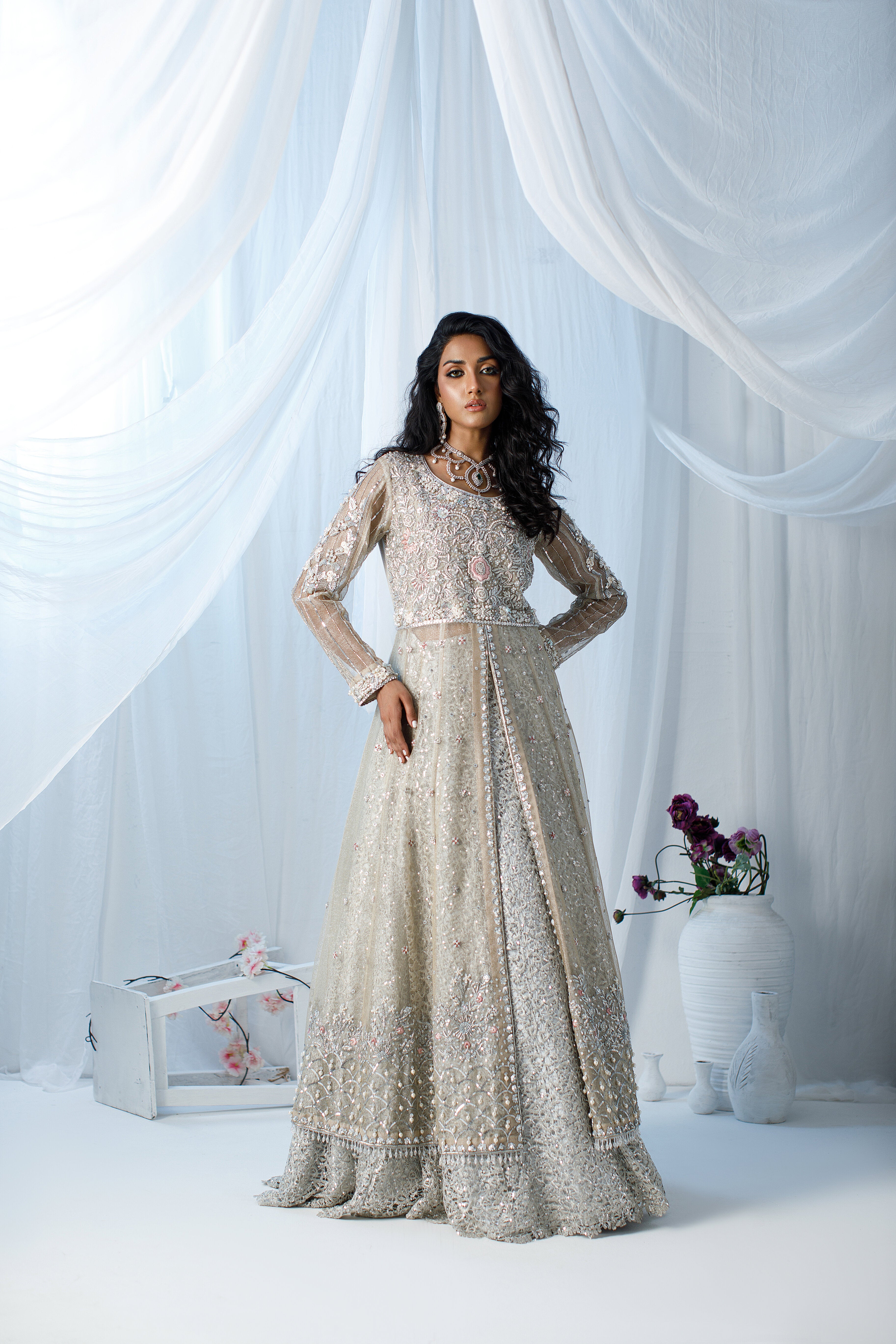 Silver Tissue Net Zohra Outfit