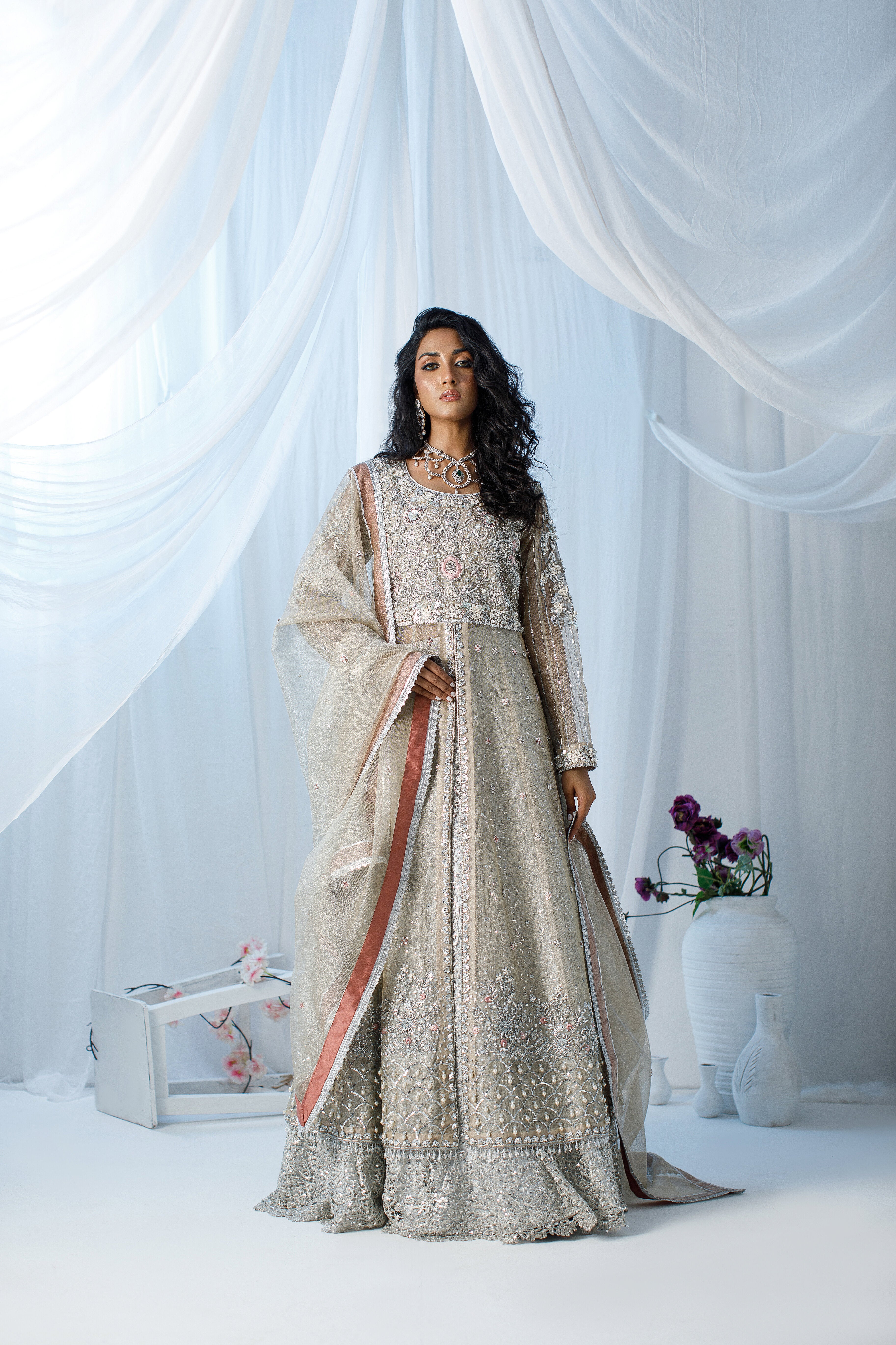 Silver Tissue Net Zohra Outfit