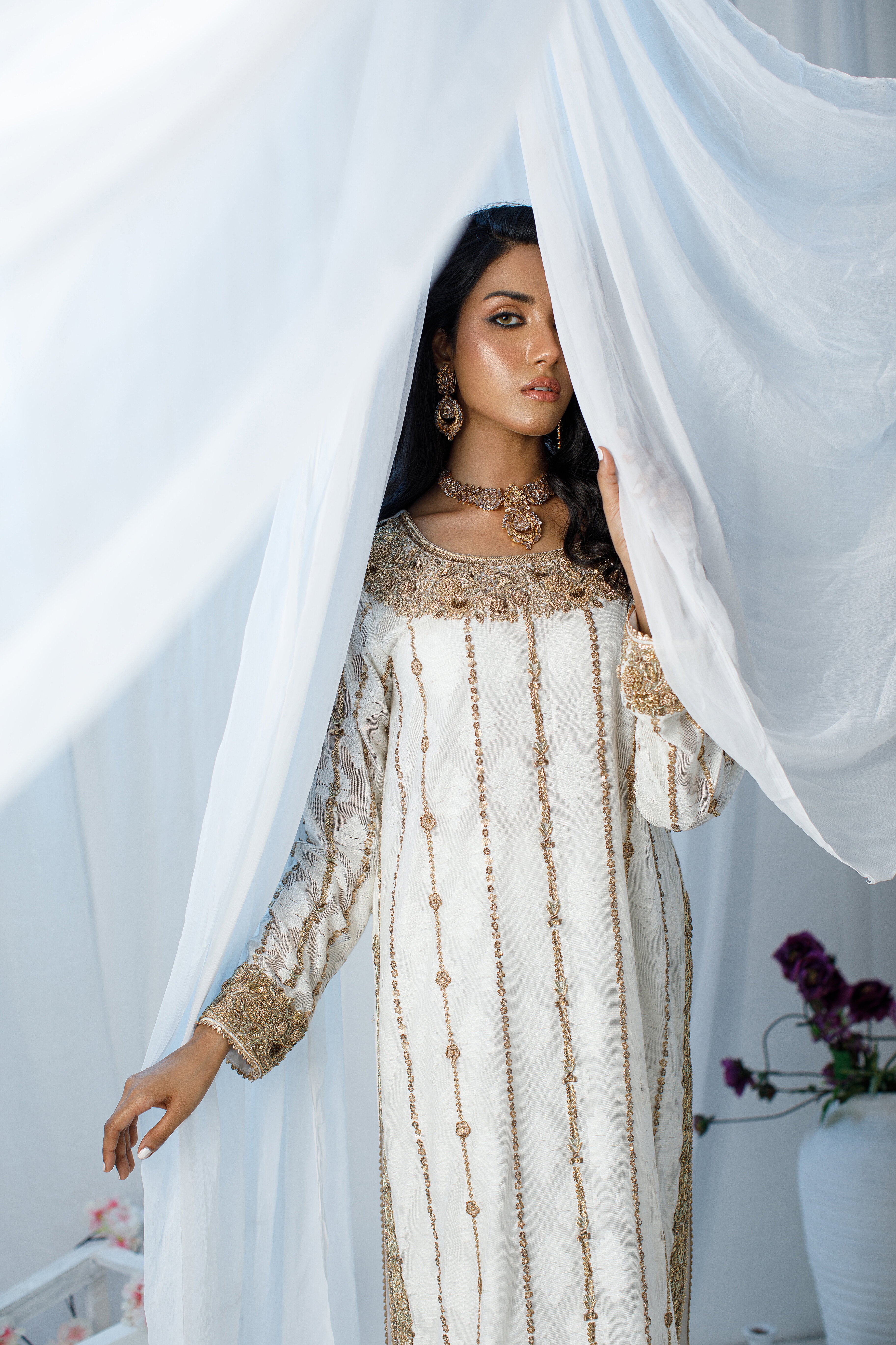 White & Gold Zohra Outfit