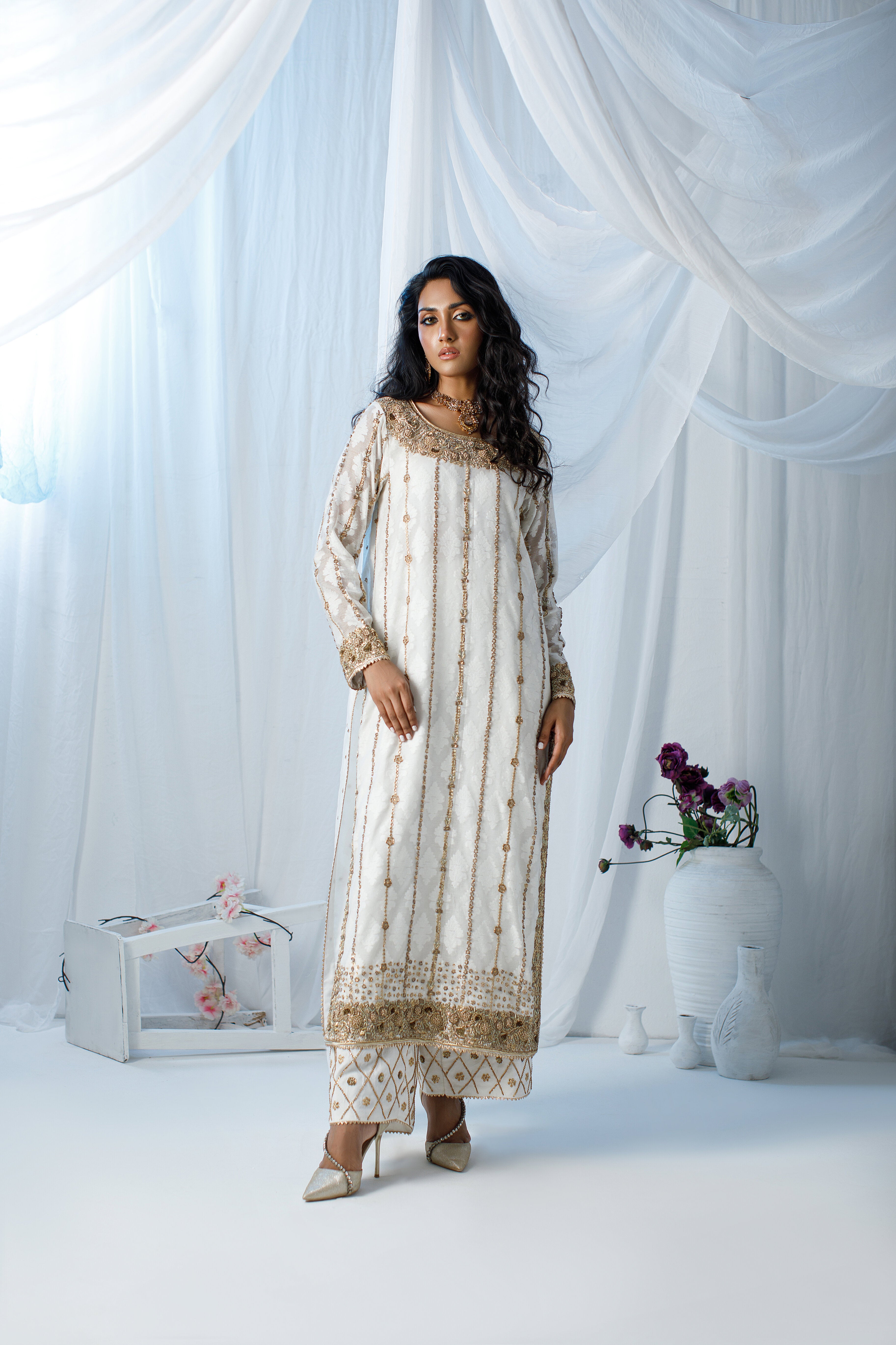 White & Gold Zohra Outfit