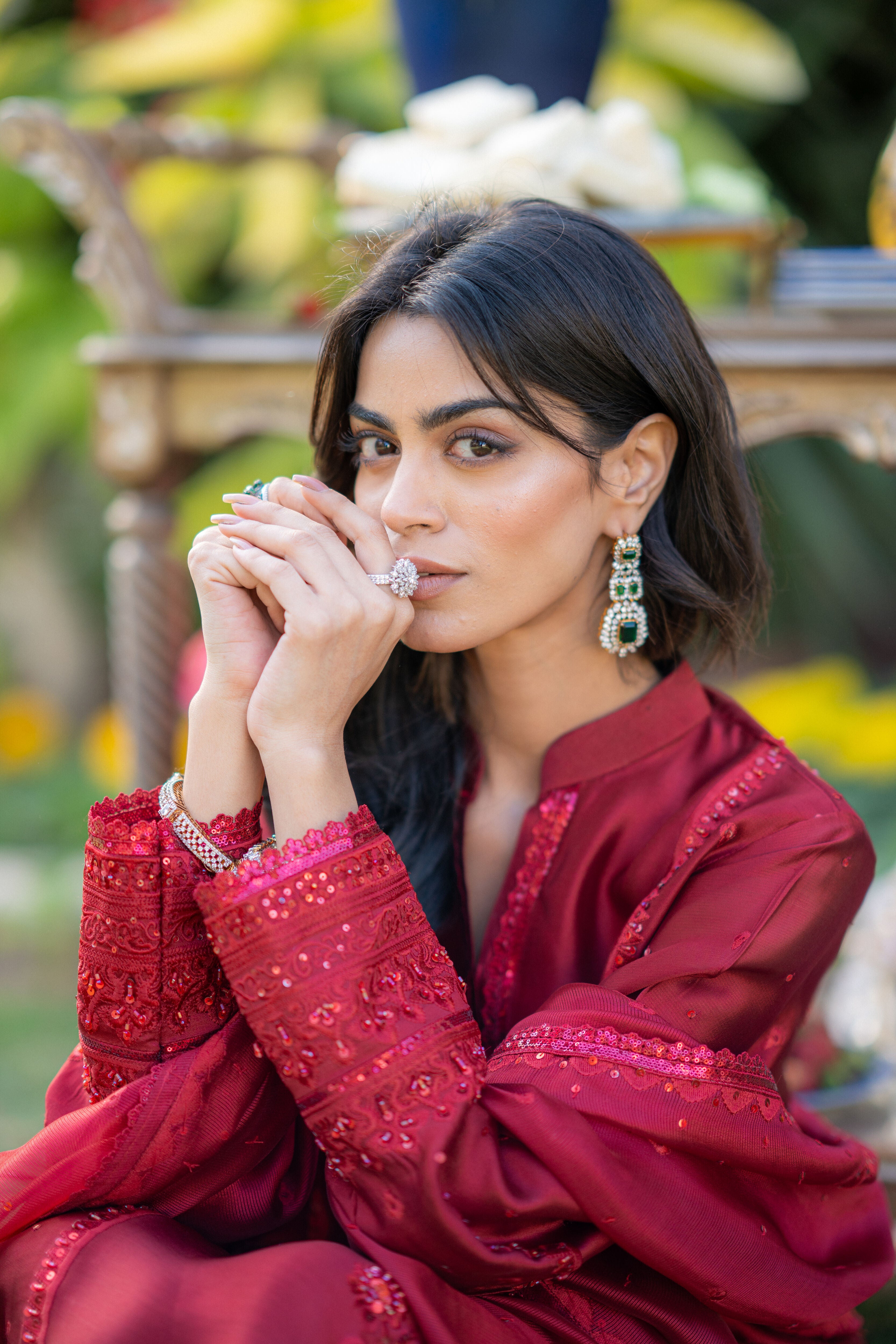 Red Pari Sheesha Outfit