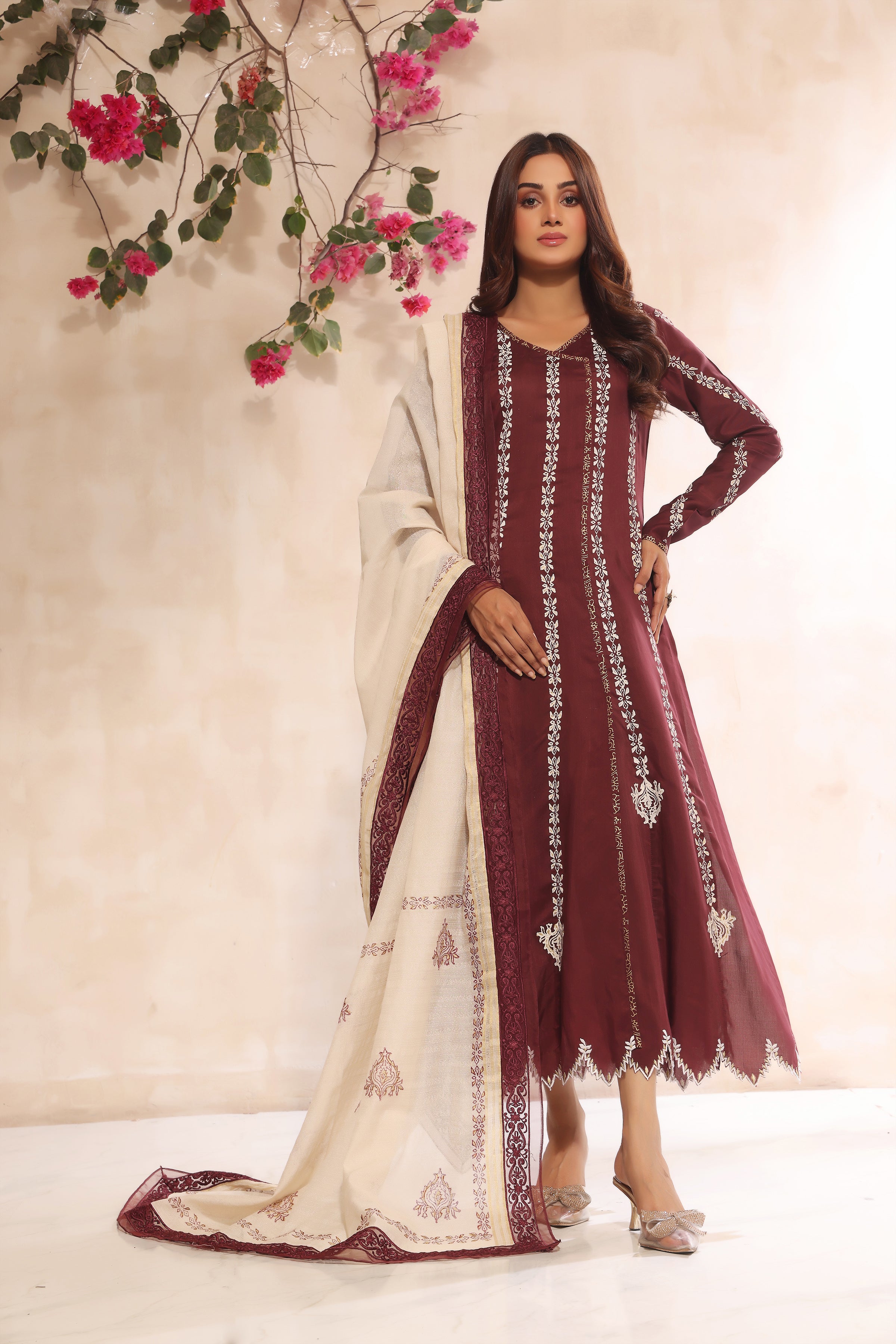 Maroon & Ivory Blocked