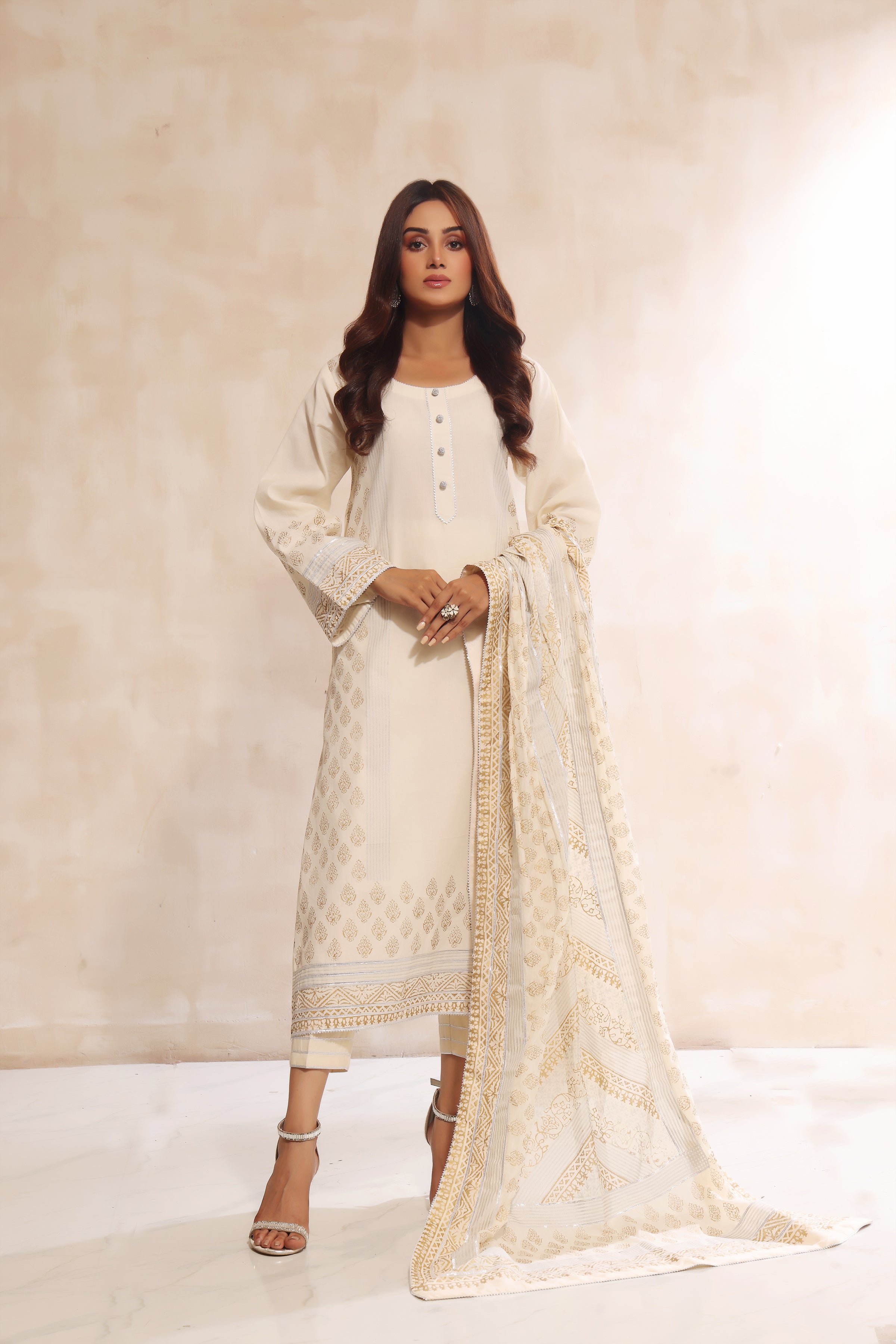 Pristine White Block Print Outfit