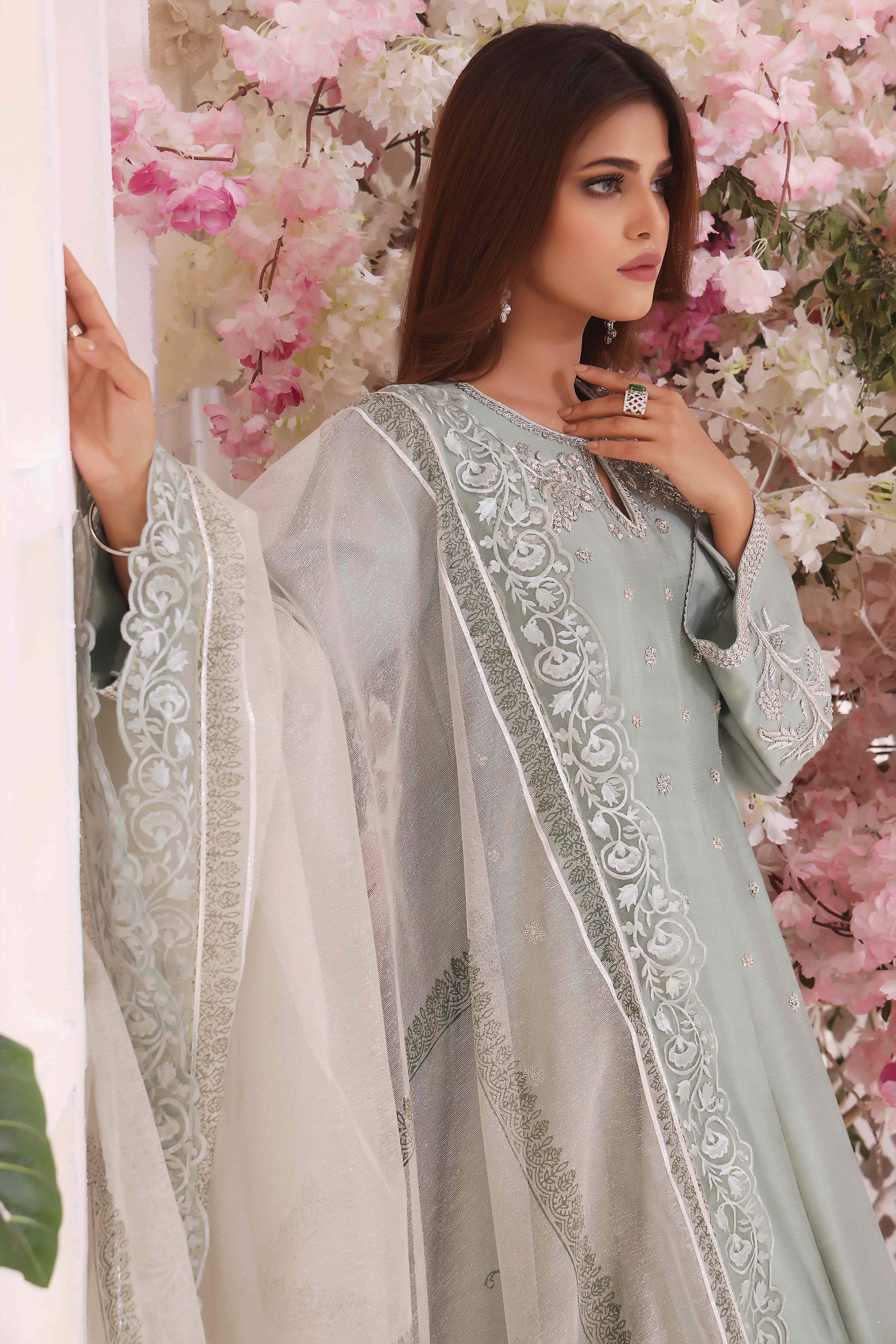 Mint Silk Anarkali Outfit