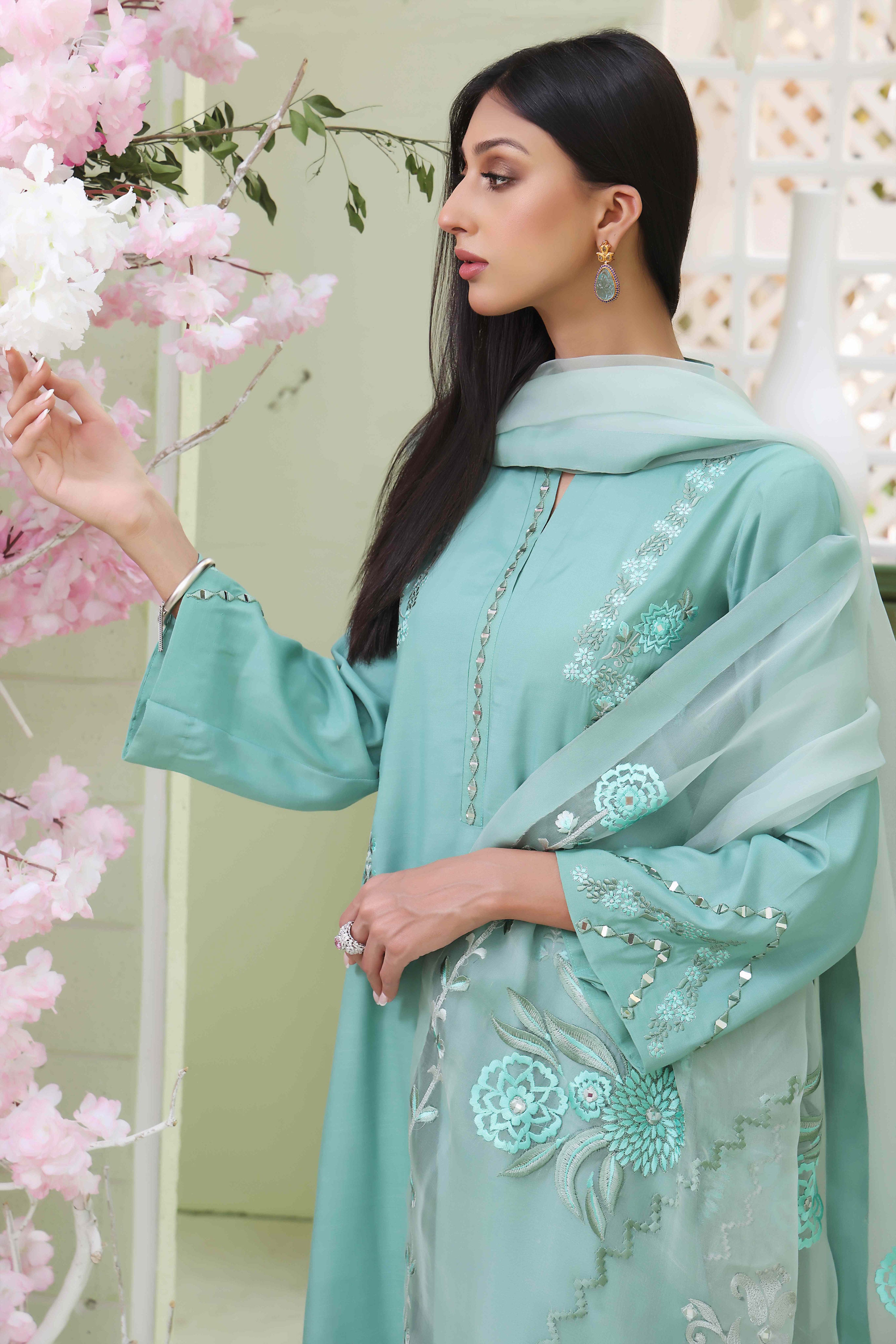 Sea Green Rawsilk Outfit