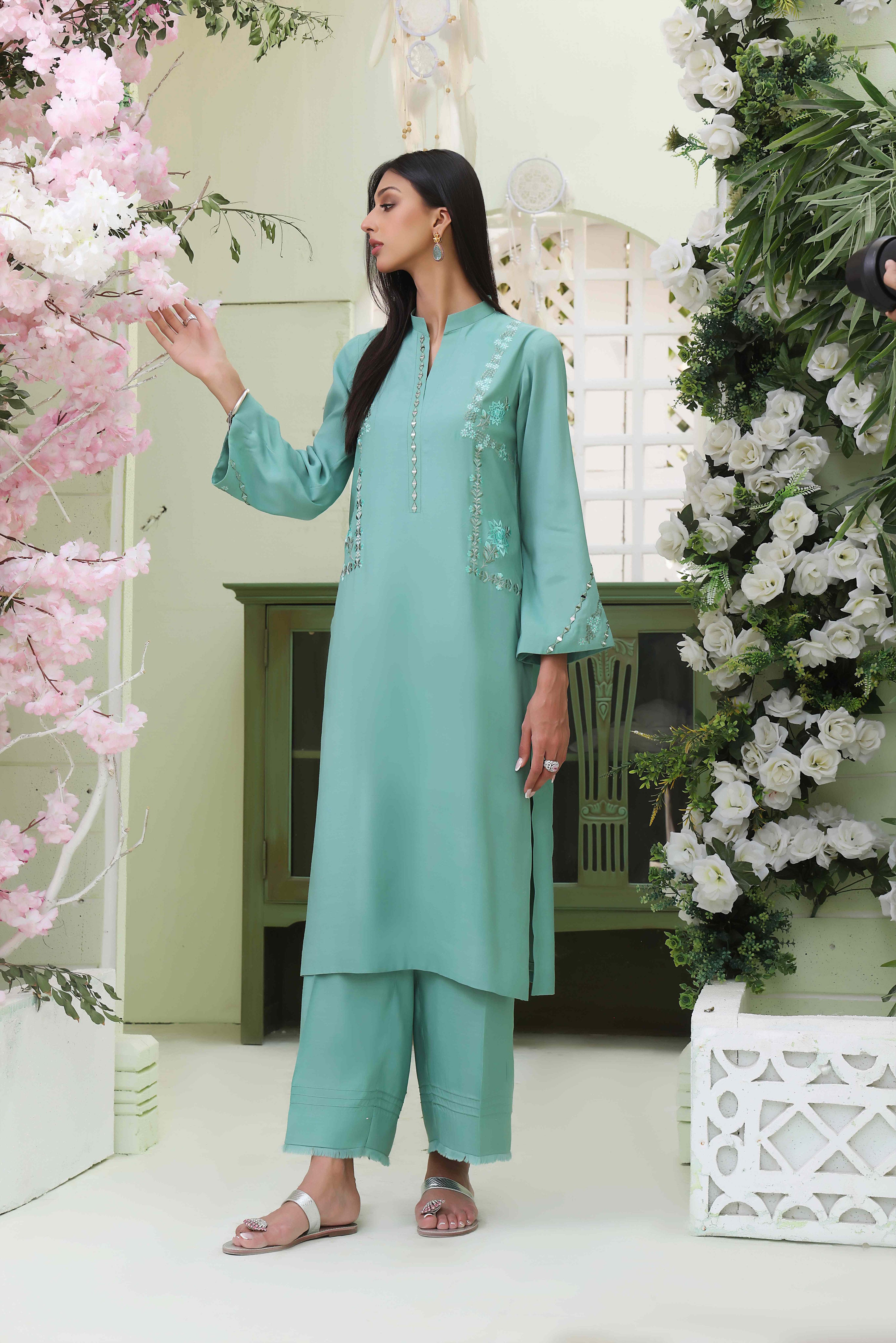 Sea Green Rawsilk Outfit