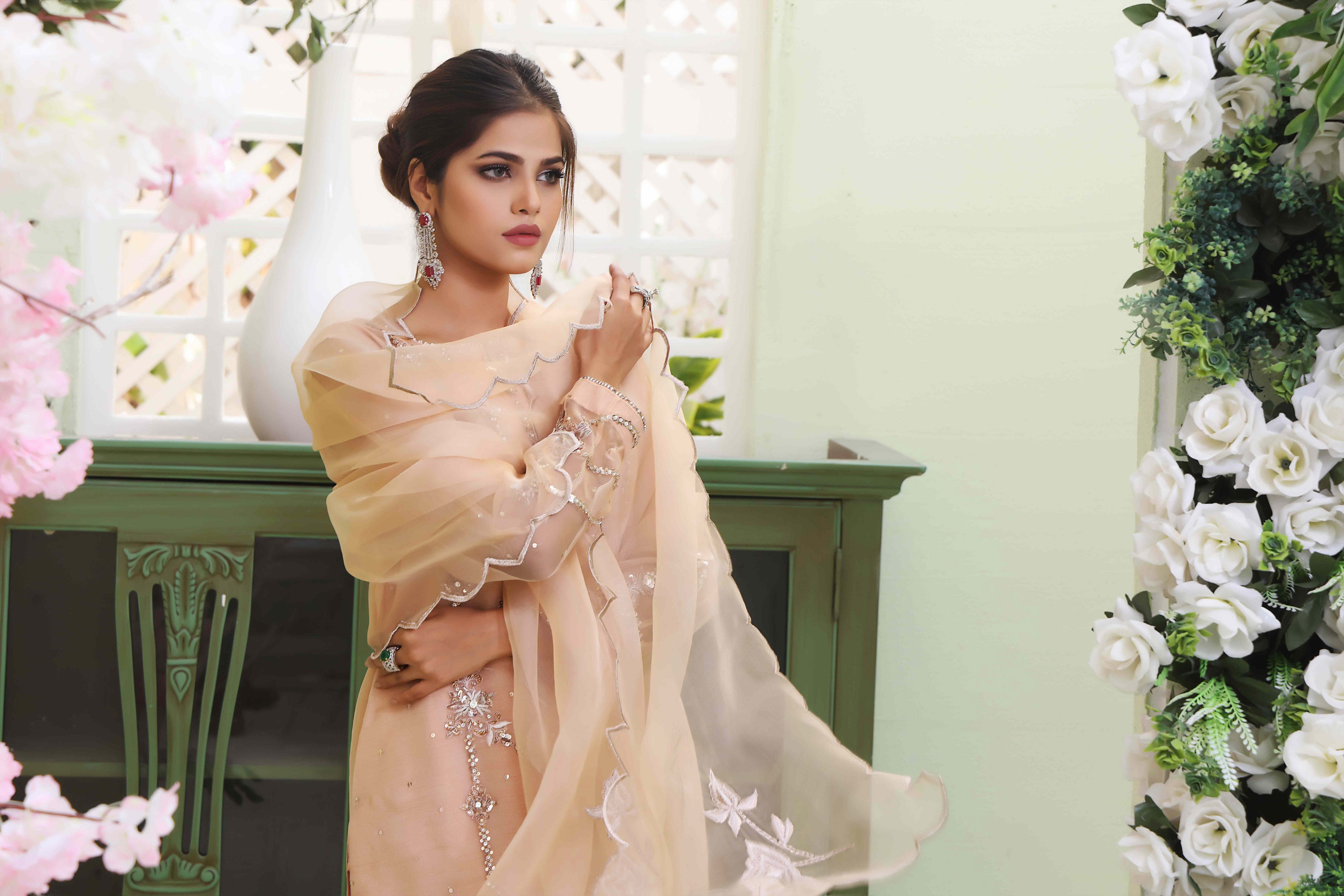 Nude Peach Organza Outfit