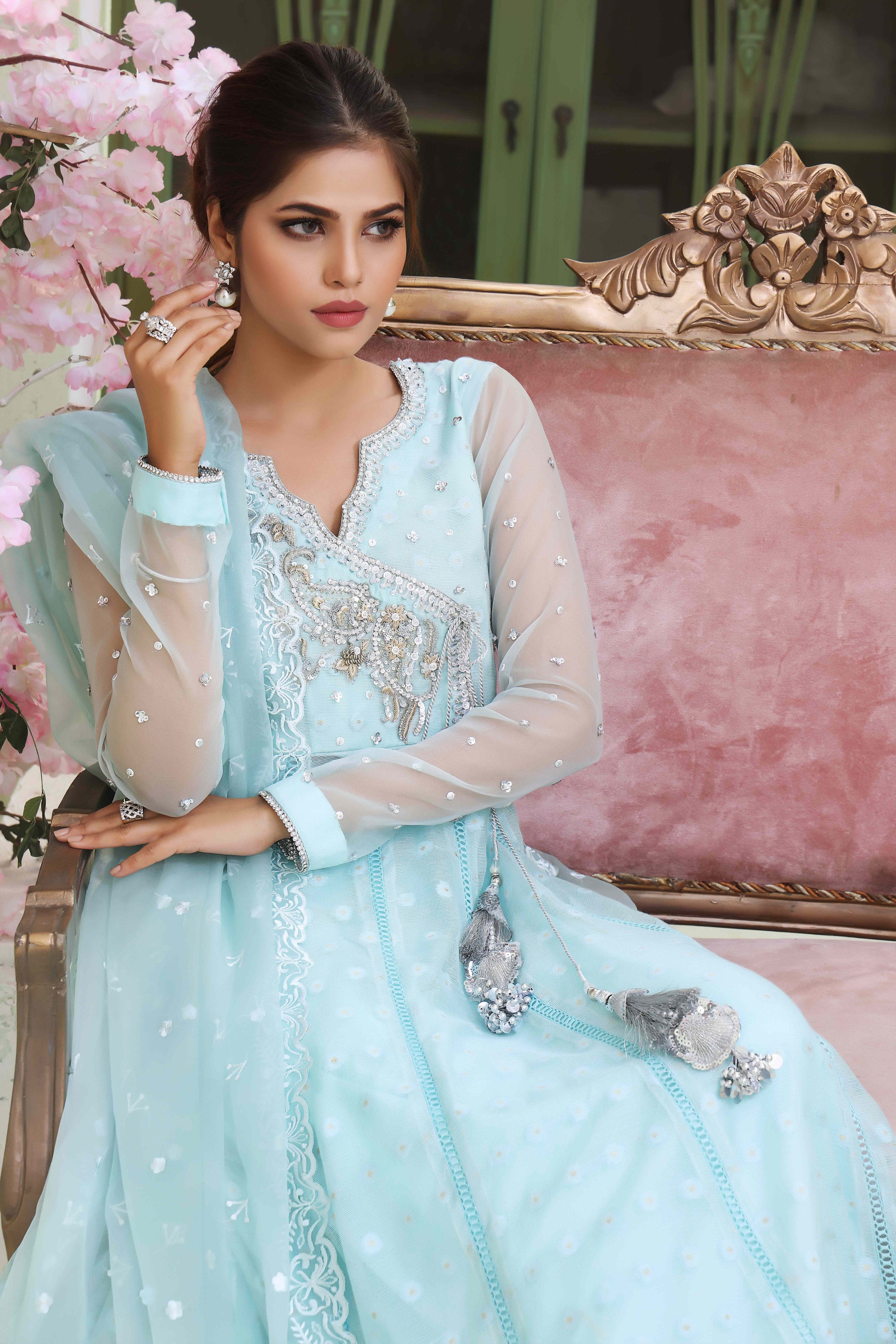 Ferozi Cotton Net Anarkali Outfit