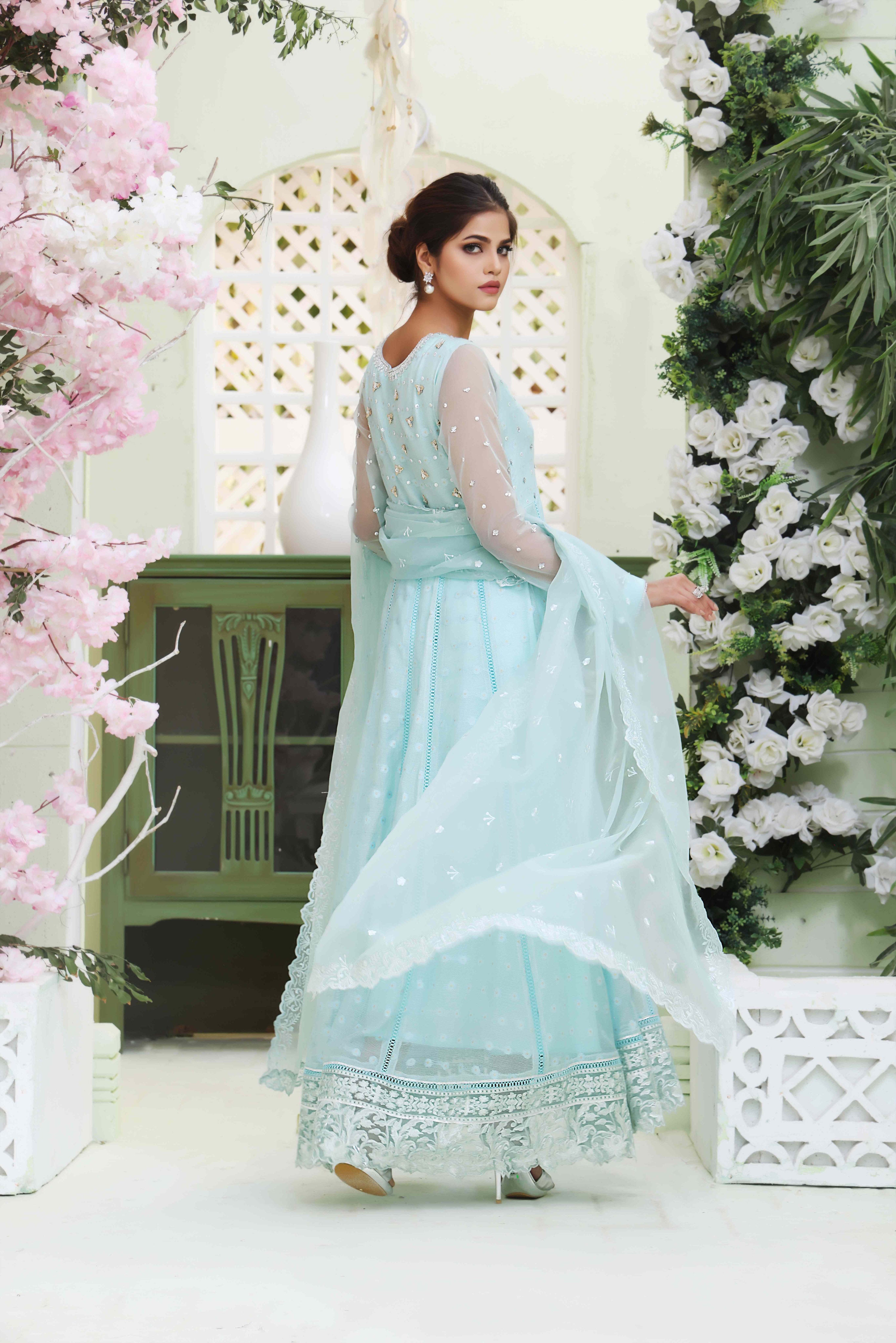 Ferozi Cotton Net Anarkali Outfit