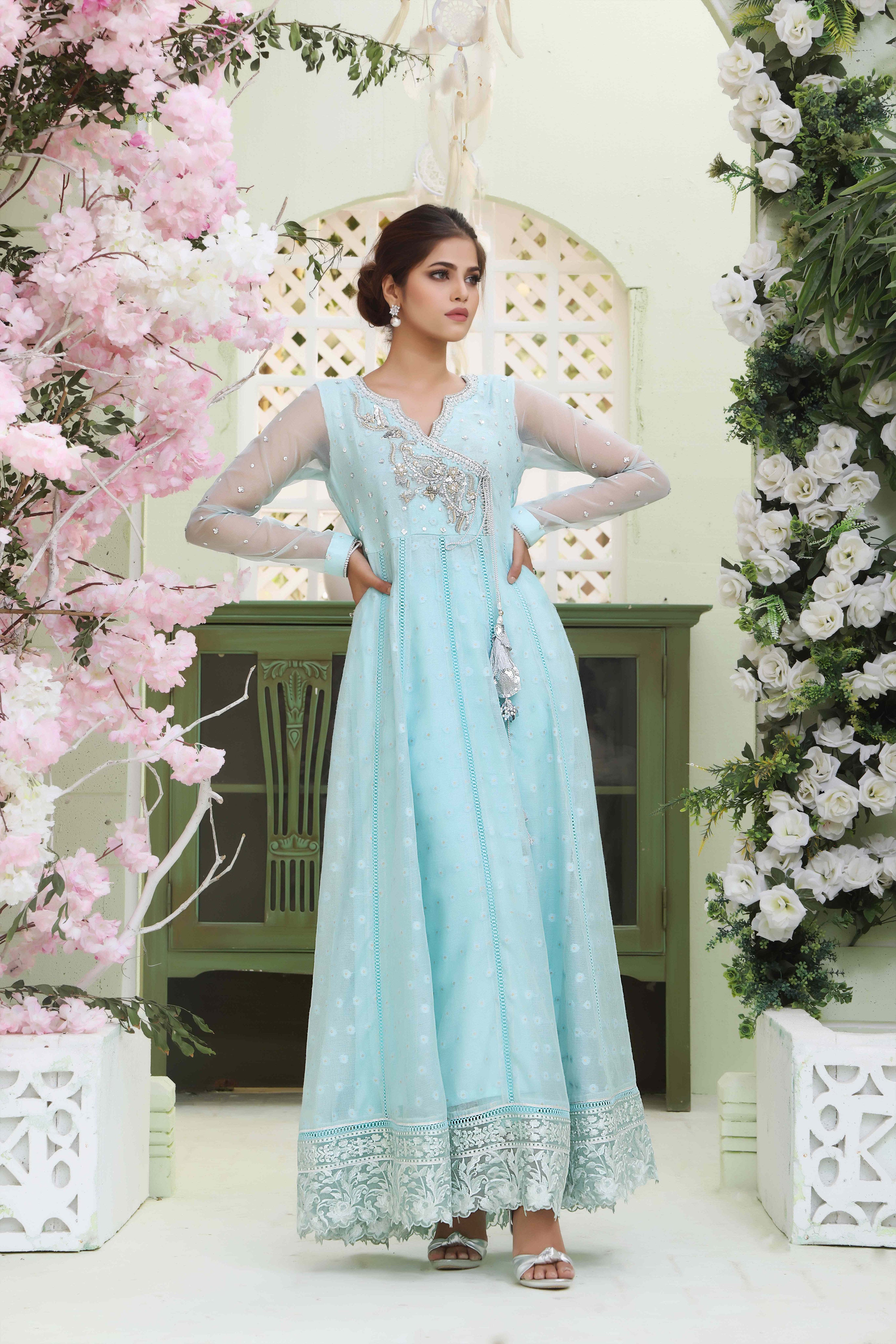 Ferozi Cotton Net Anarkali Outfit