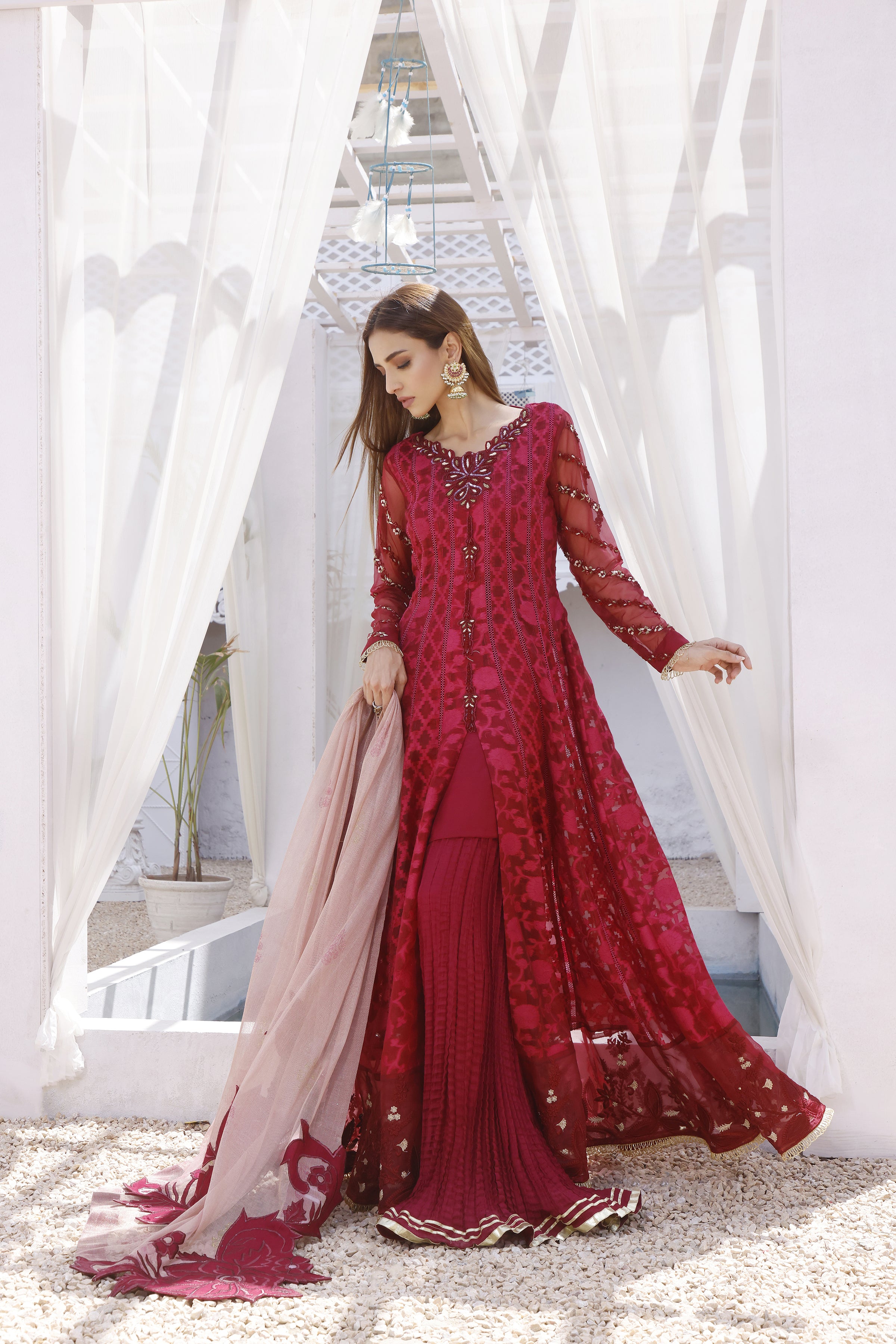 Rani Red Anarkali