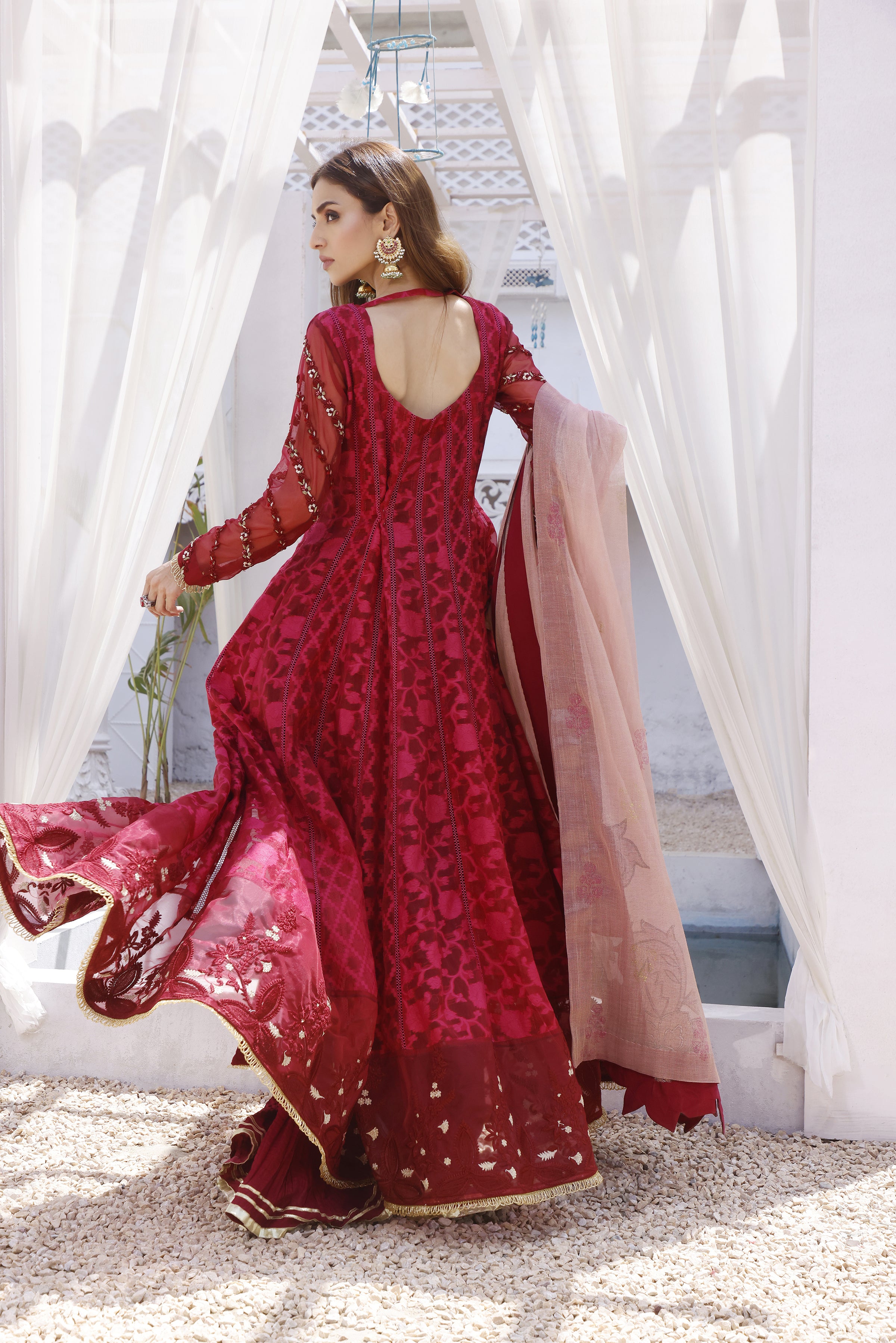 Rani Red Anarkali