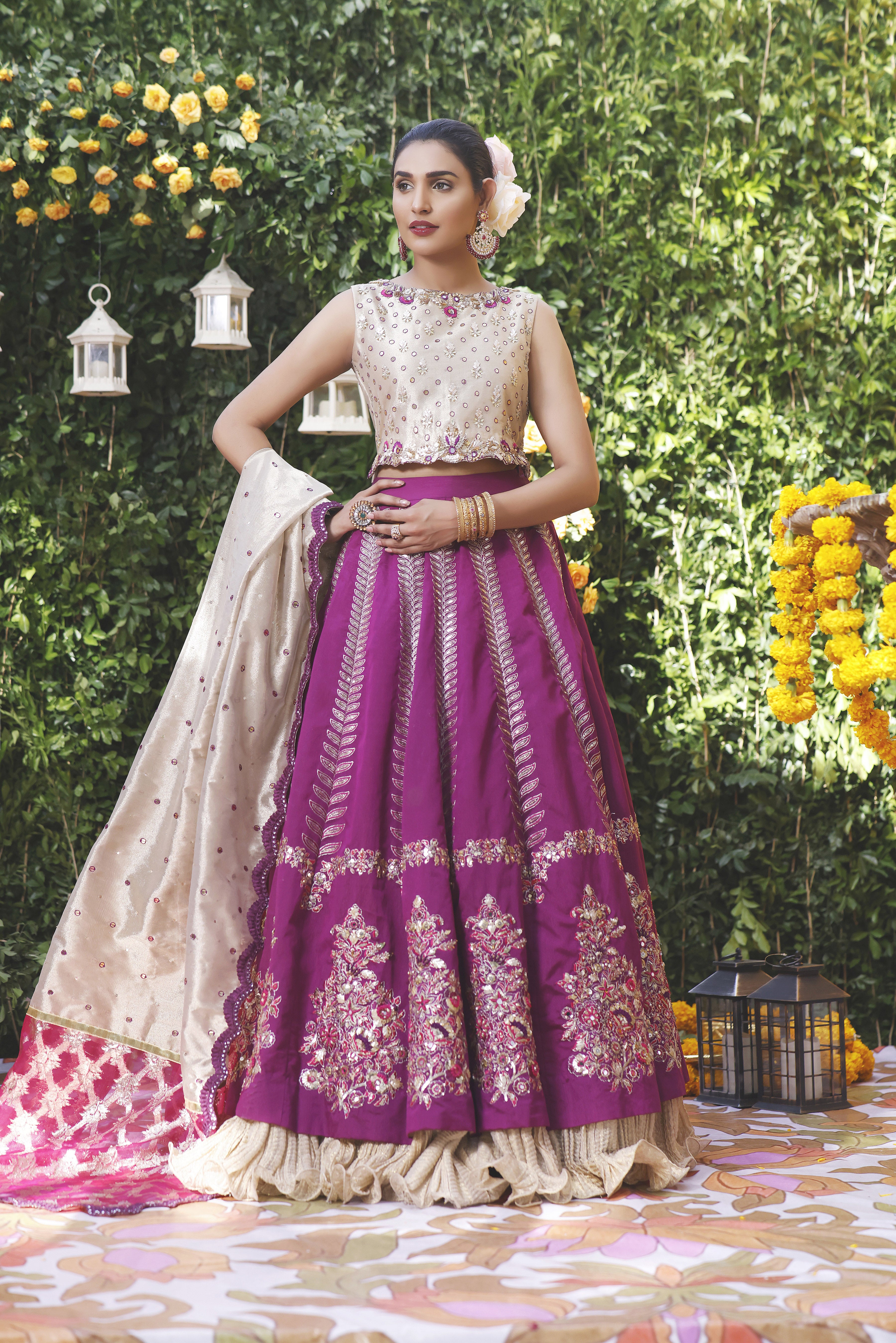 Purple Gold Lehnga