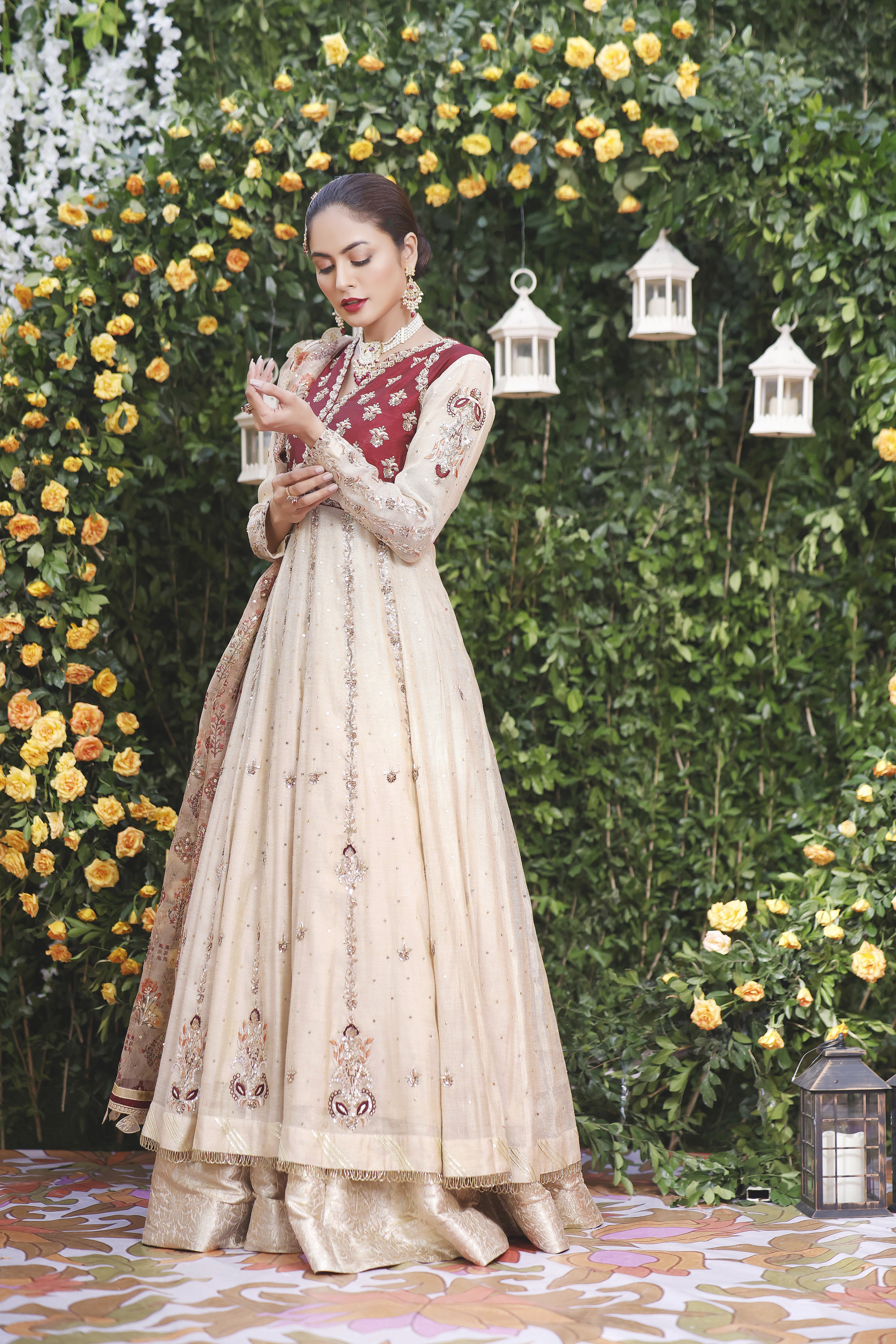 Maroon Ivory Anarkali