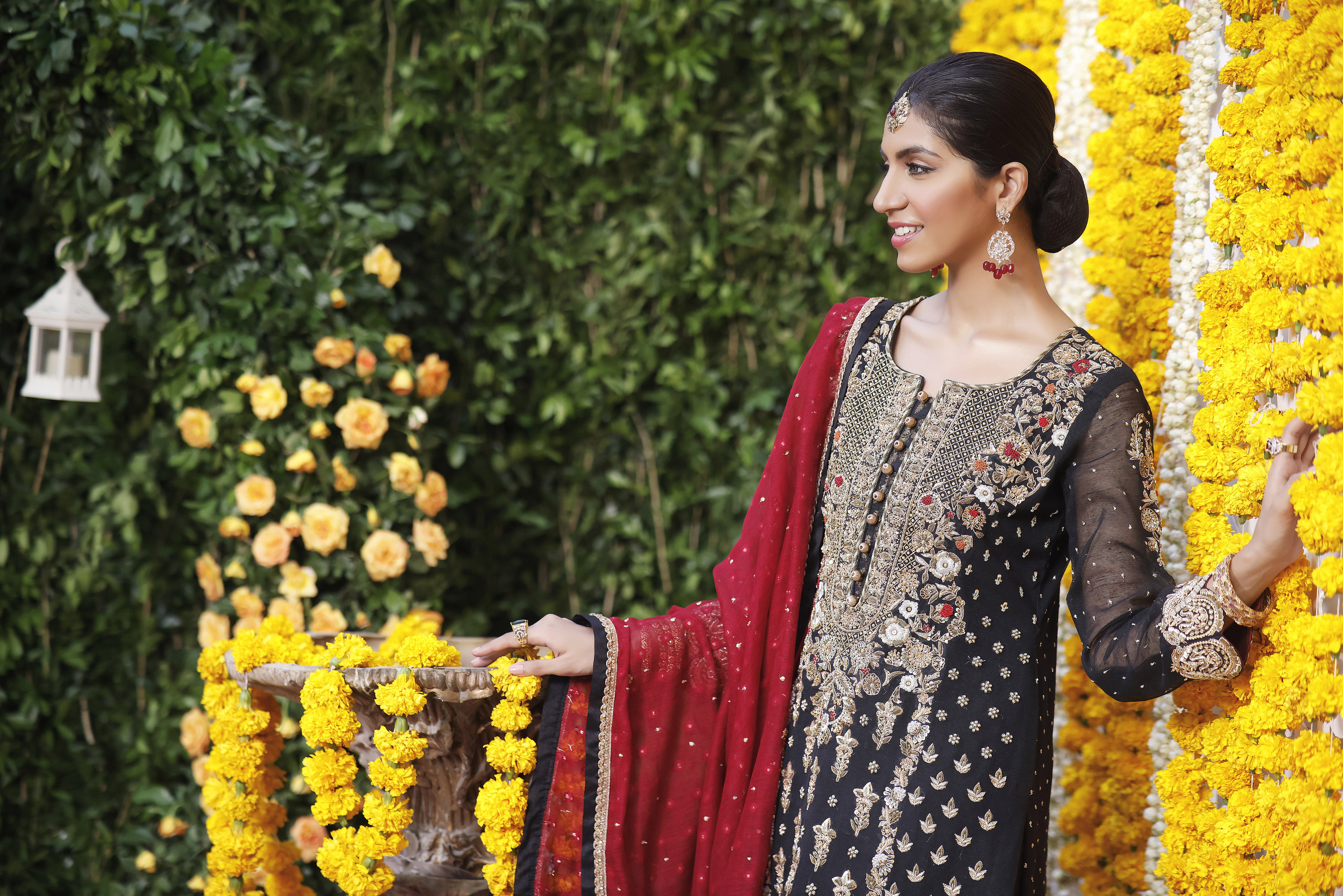 Black & Maroon Couture Outfit