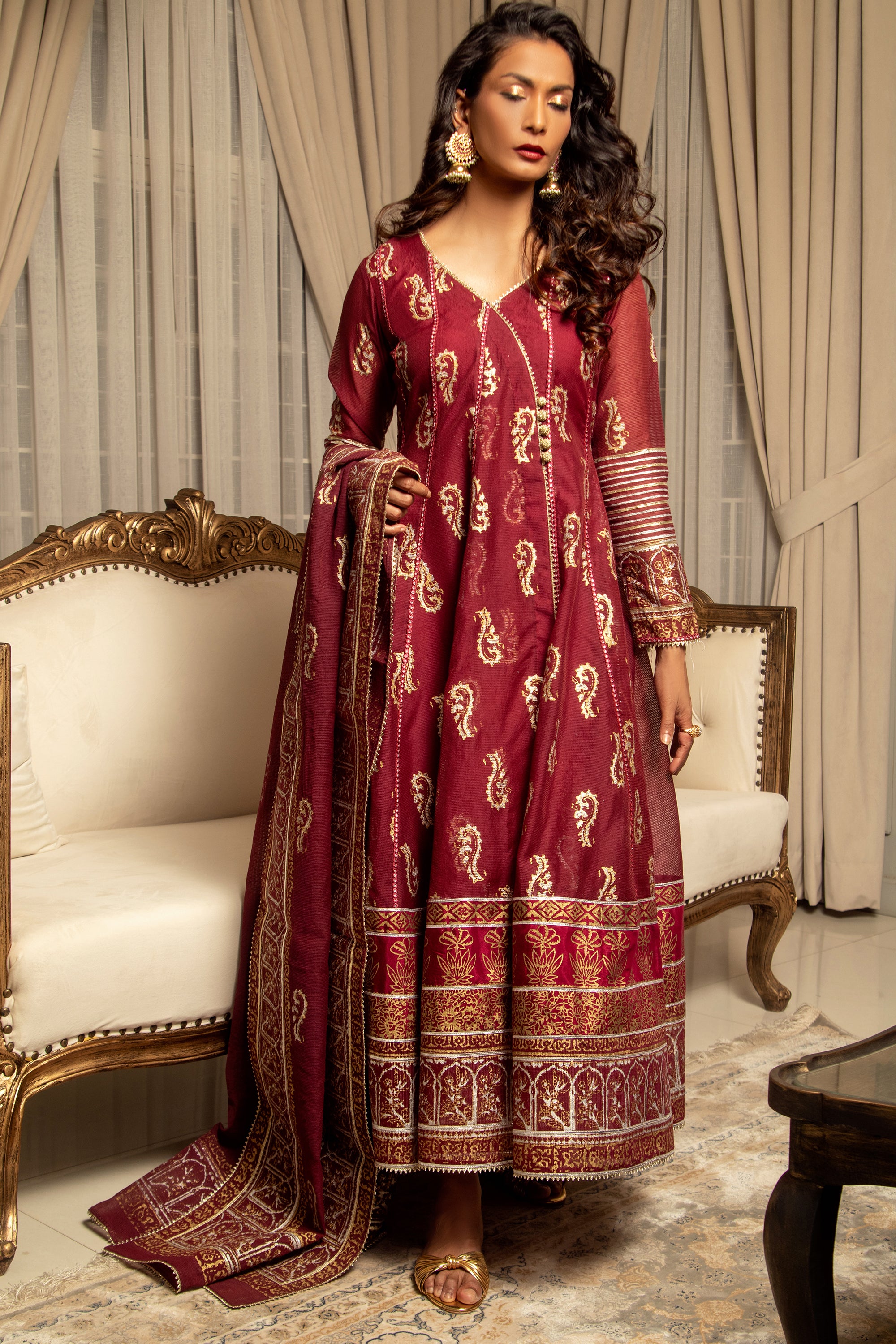 Maroon Blocked Angarkha