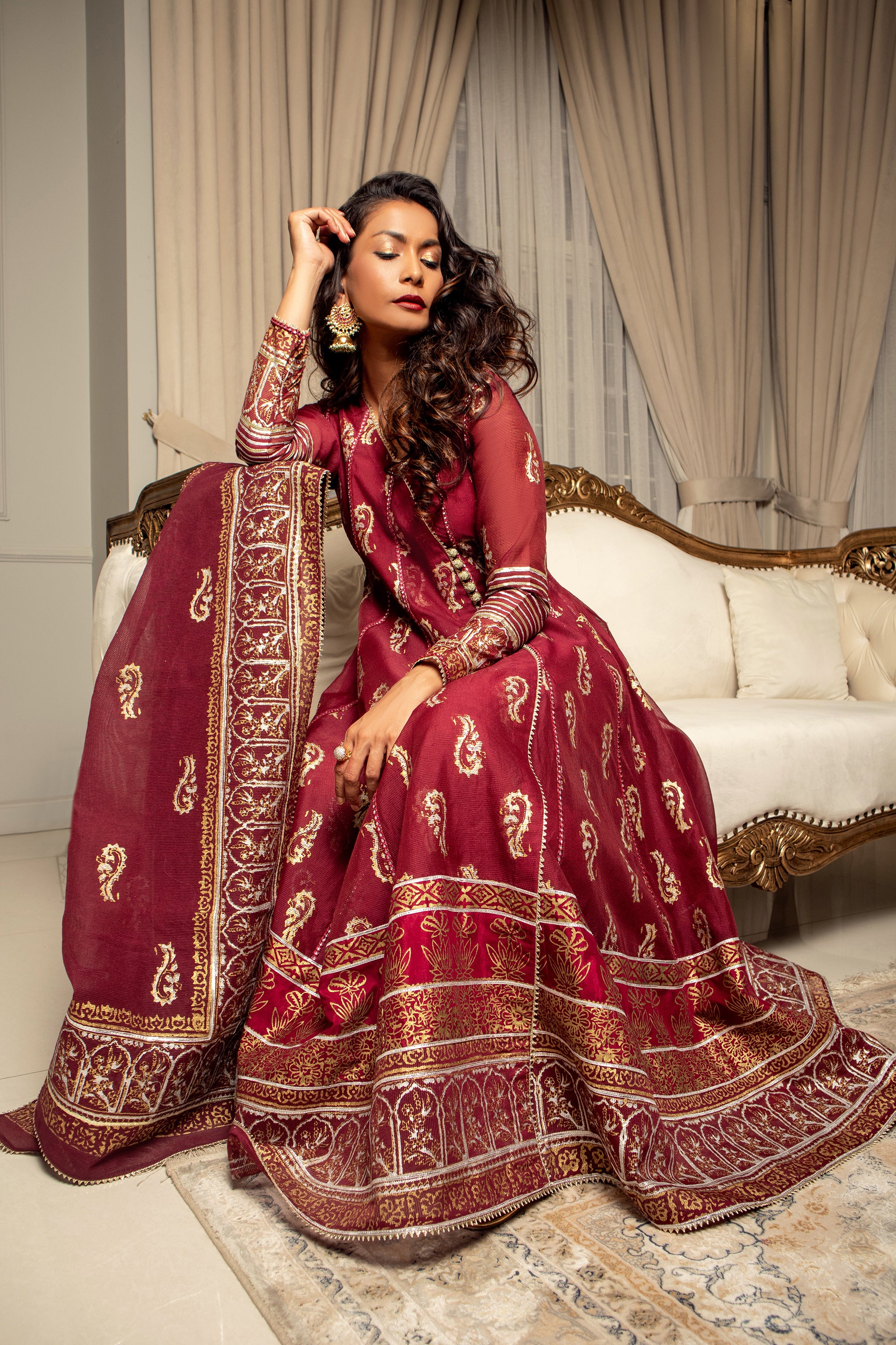 Maroon Blocked Angarkha