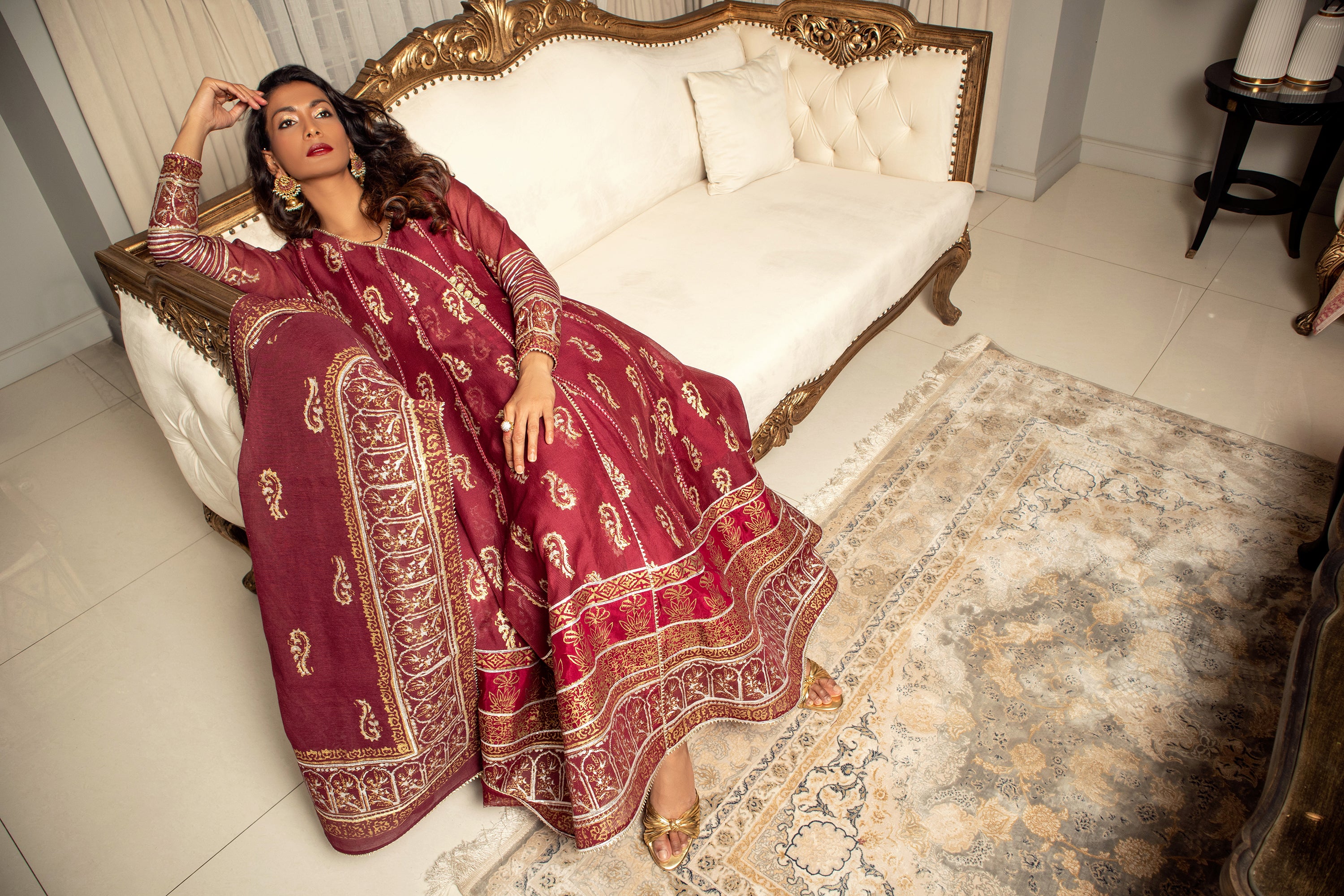 Maroon Blocked Angarkha