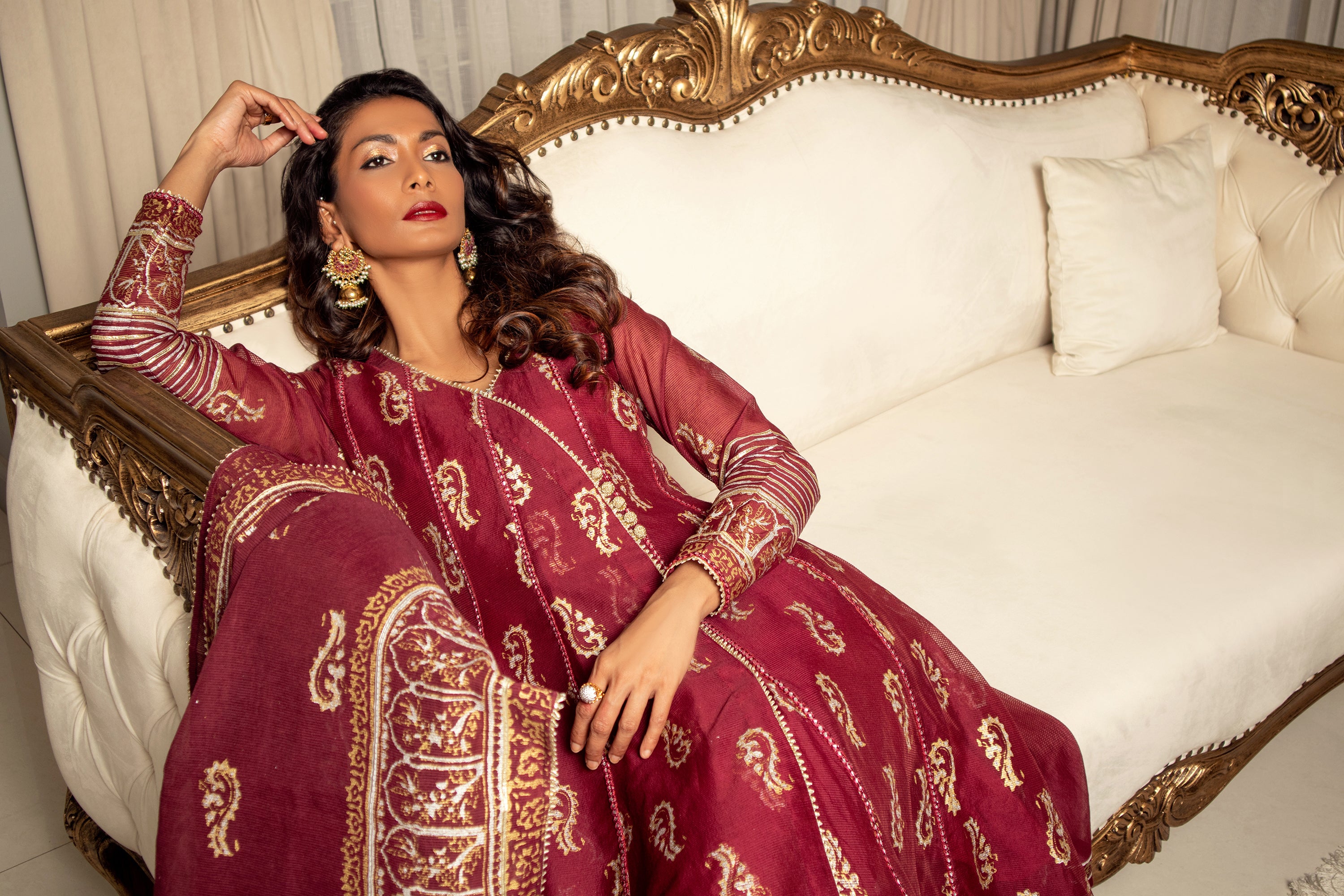 Maroon Blocked Angarkha