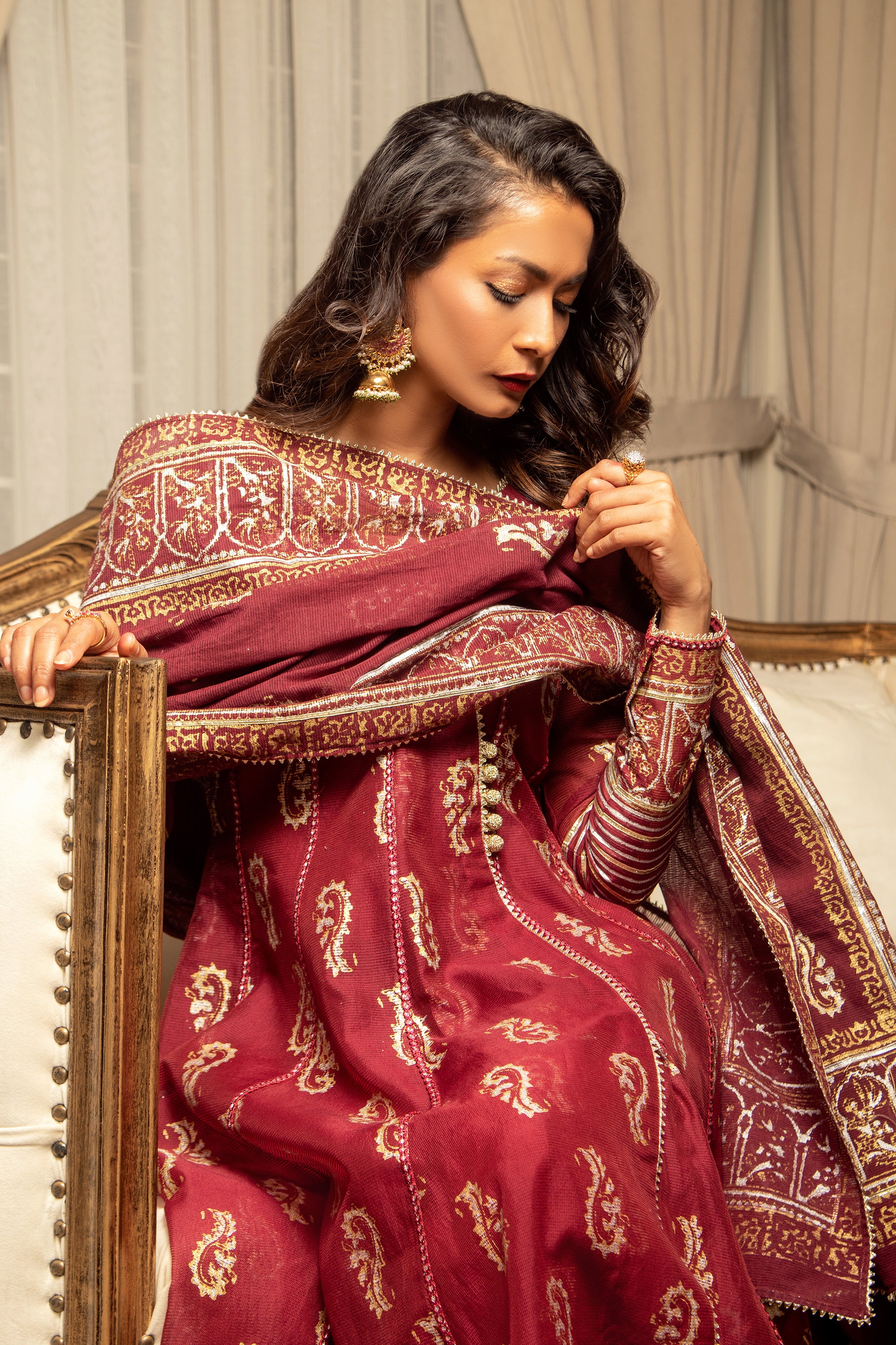 Maroon Blocked Angarkha