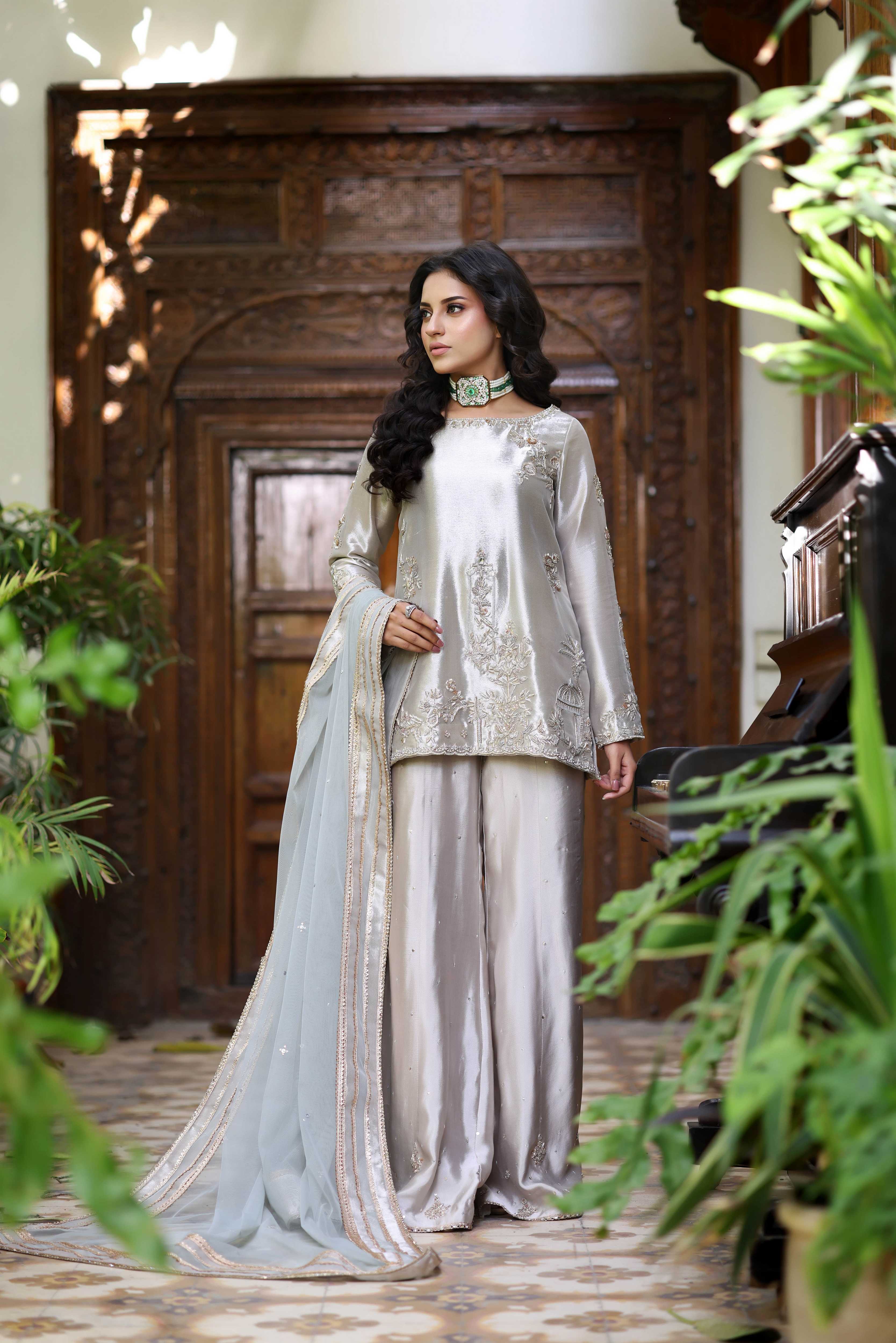 Wine Gold Tissue Pallazo