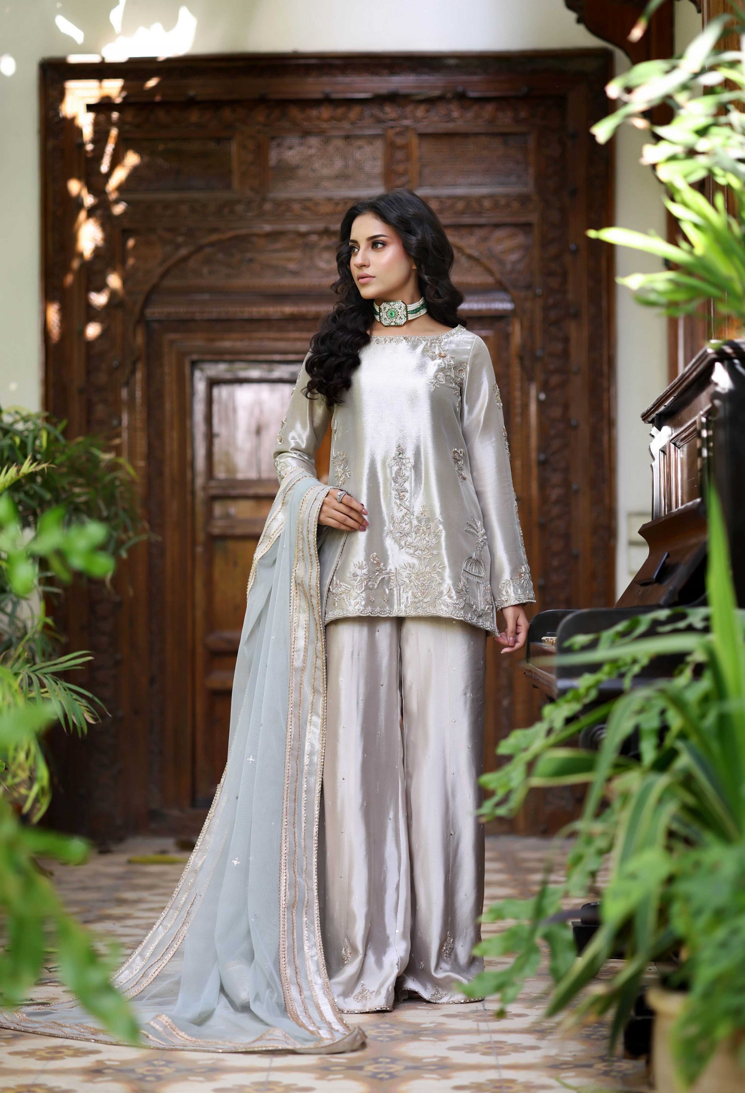 Wine Gold Tissue Pallazo