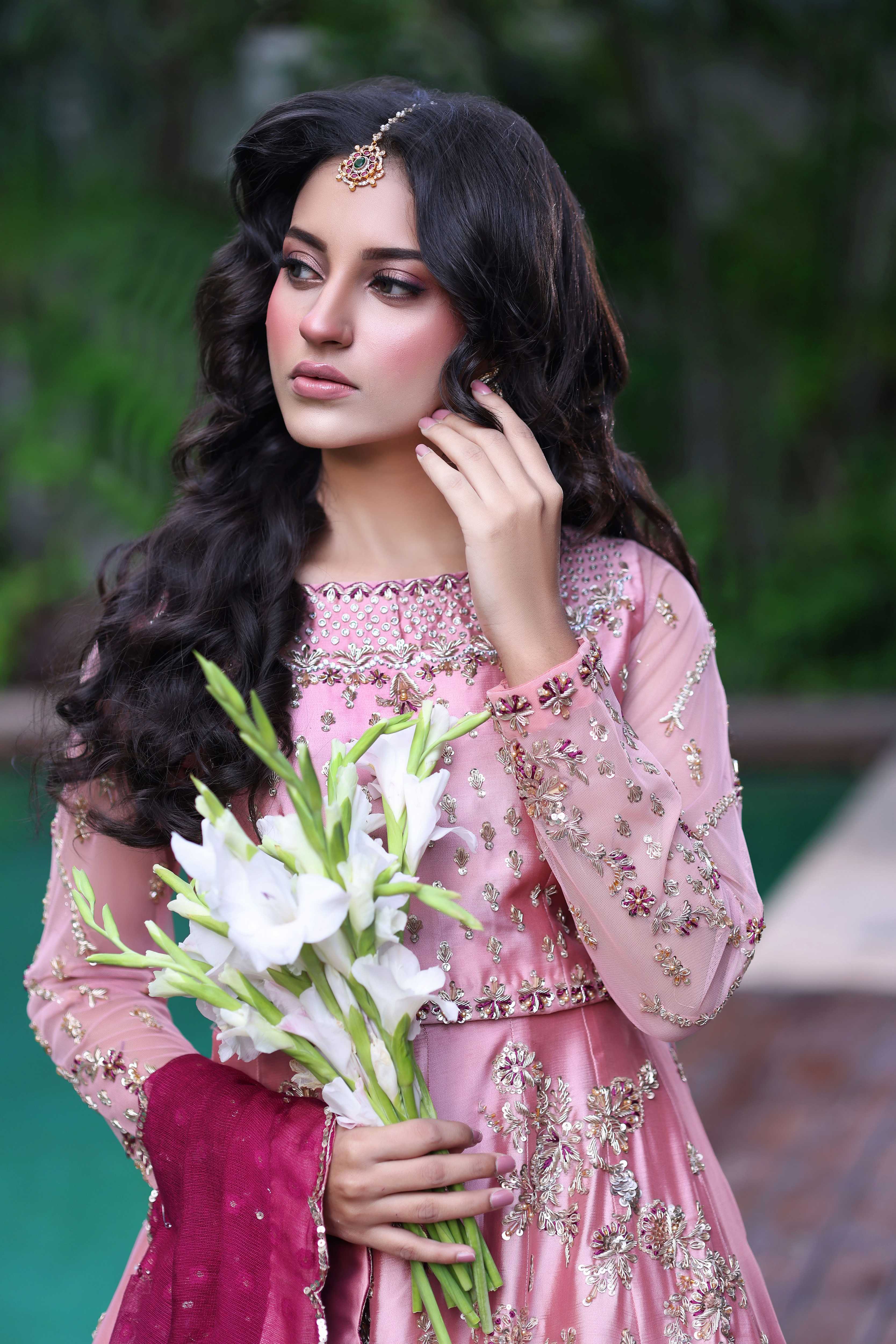 Blush Pink & Magenta Choli Lehnga Nur Set