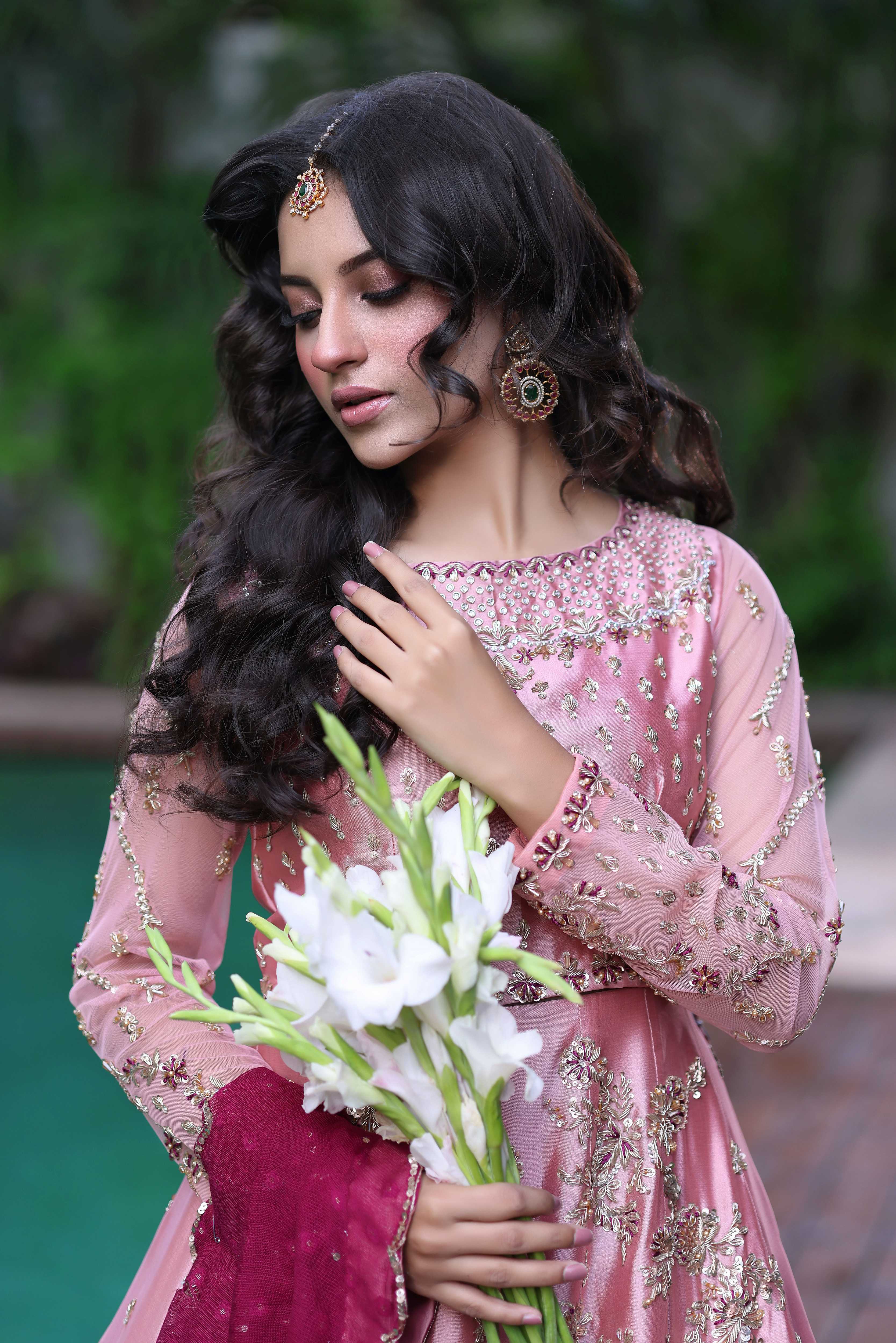 Blush Pink & Magenta Choli Lehnga Nur Set