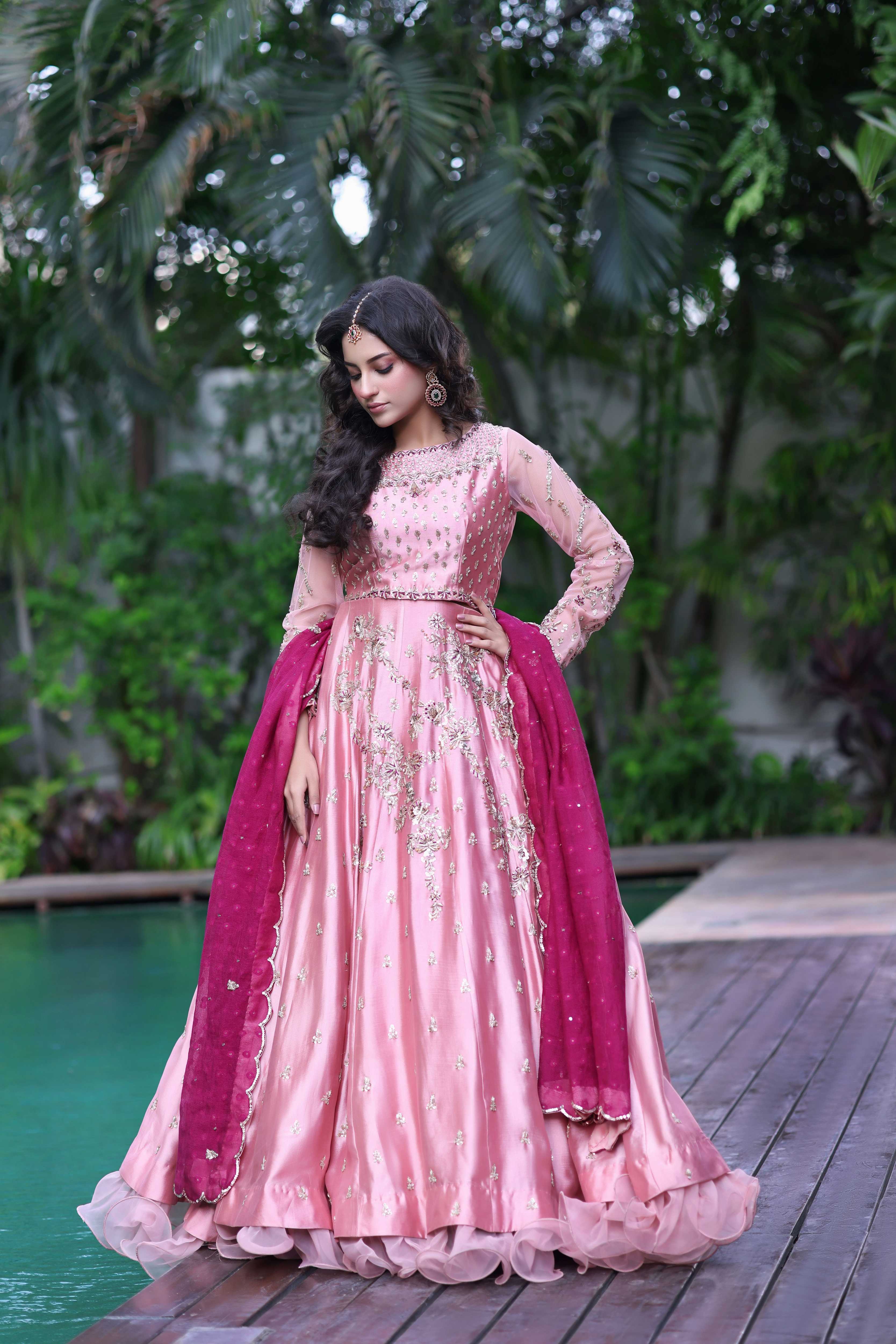 Blush Pink & Magenta Choli Lehnga Nur Set